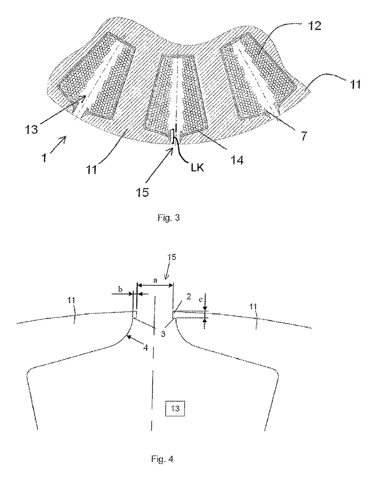 Stator having adapted tooth geometry with teeth having circumferential projections