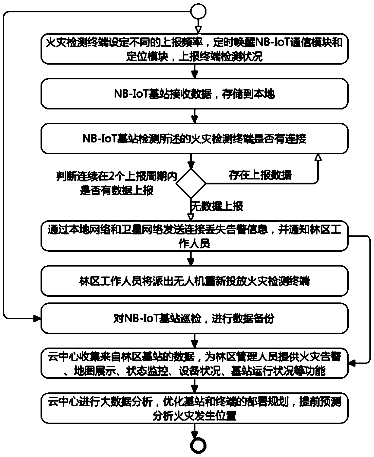 Forest fire detection system and method based on NB-IoT and unmanned aerial vehicle