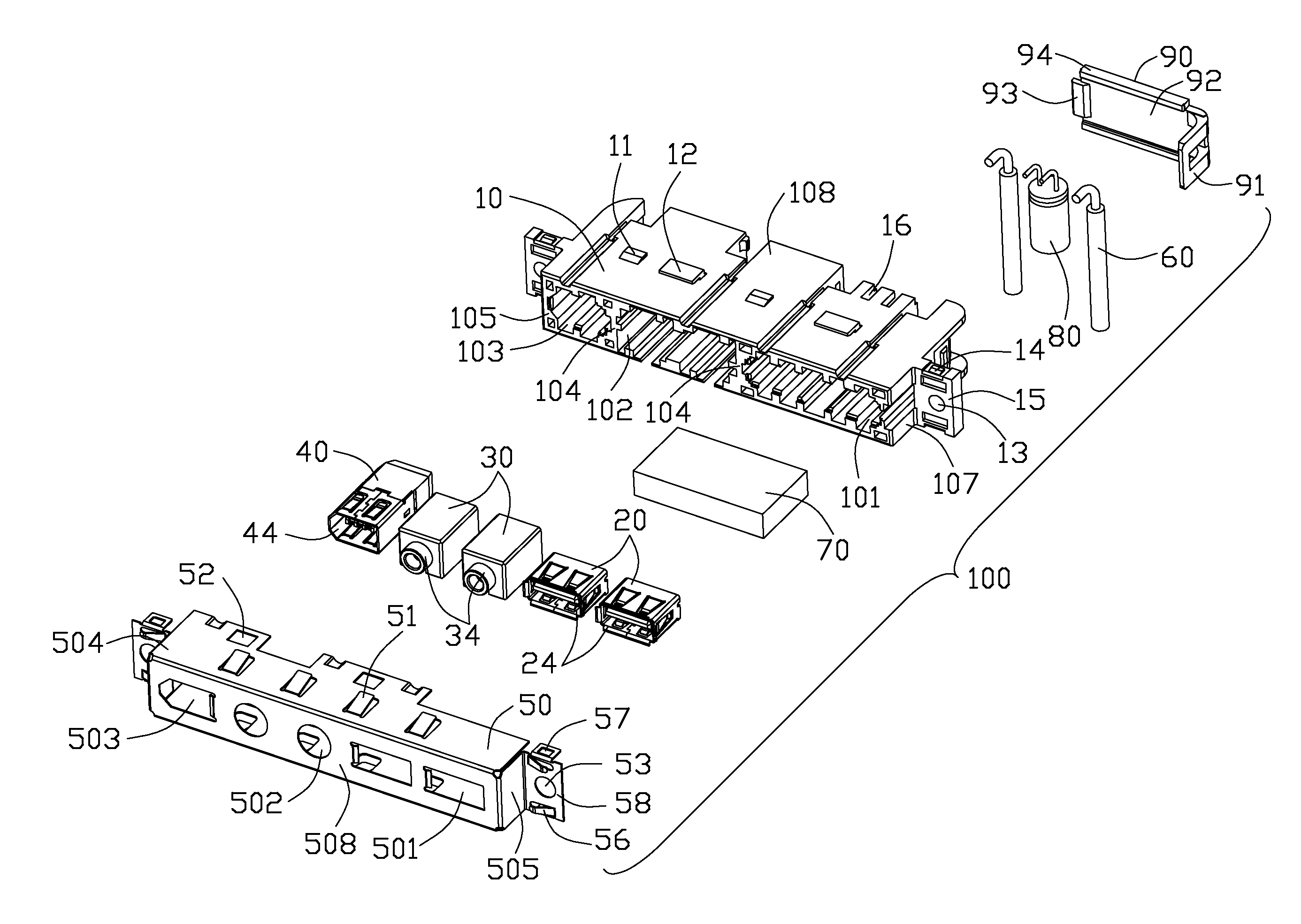 Cable connector assembly having means for limiting cables thereof from swinging