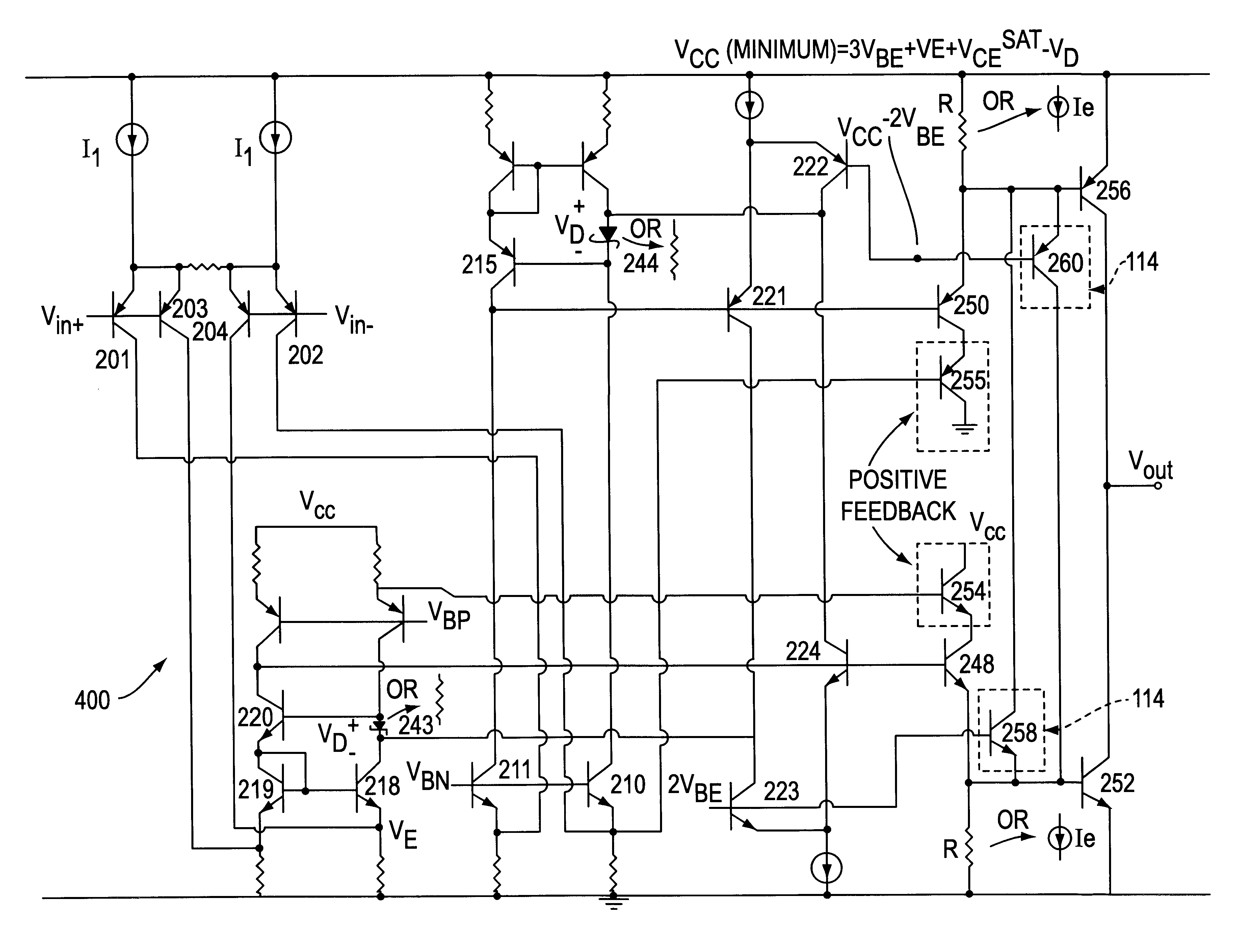 Control circuit driven by a differential input voltage and method for controlling same