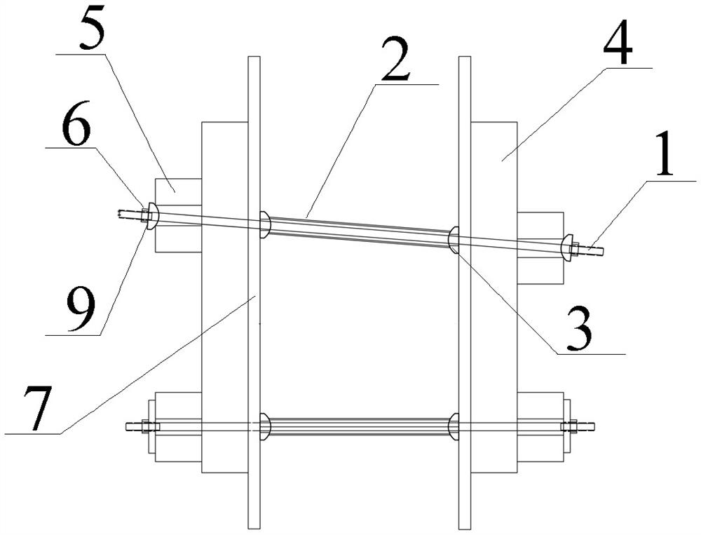 Opposite-pull screw device for effectively controlling water loss and slurry leakage and application method thereof