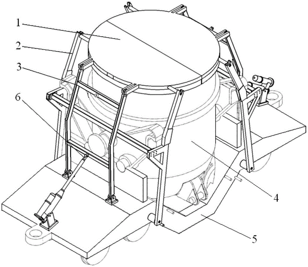 Insulation device for molten iron tank on-line transportation of molten iron and method for removing and covering it