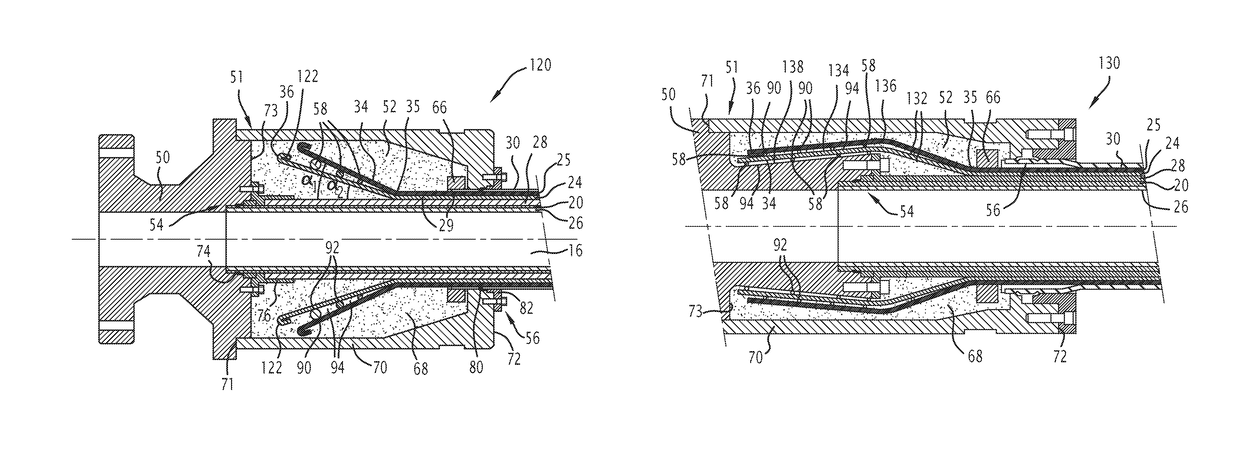 Connecting endpiece of a flexible pipe with a spacing member, associated flexible pipe and method