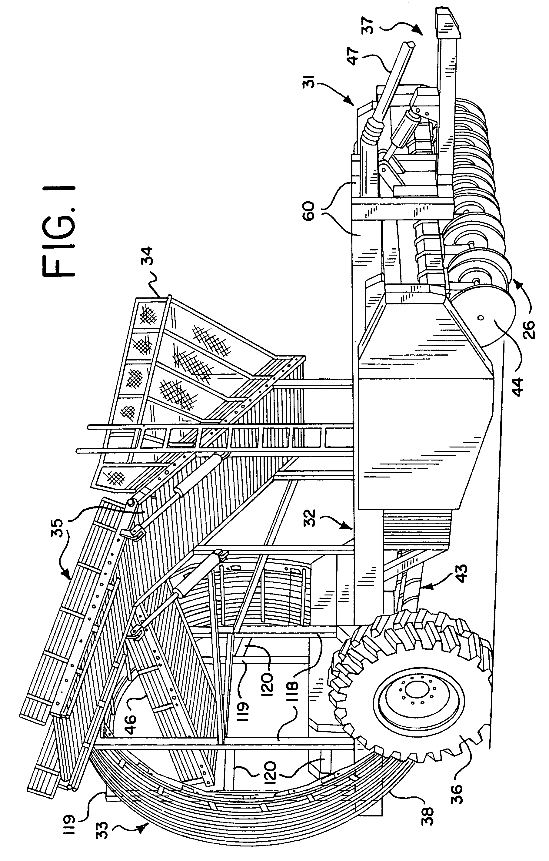 Continuous longitudinal flow root crop harvesting