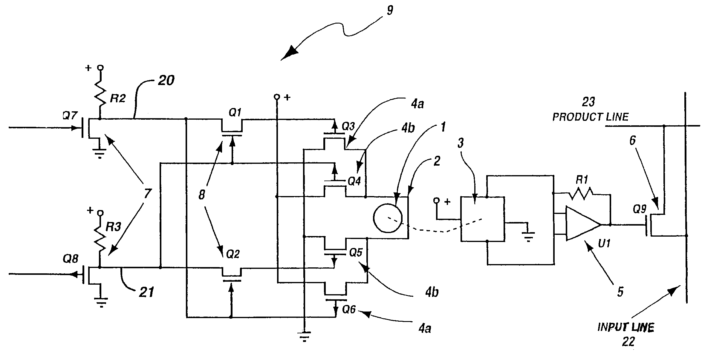 Programmable array logic circuit employing non-volatile ferromagnetic memory cells