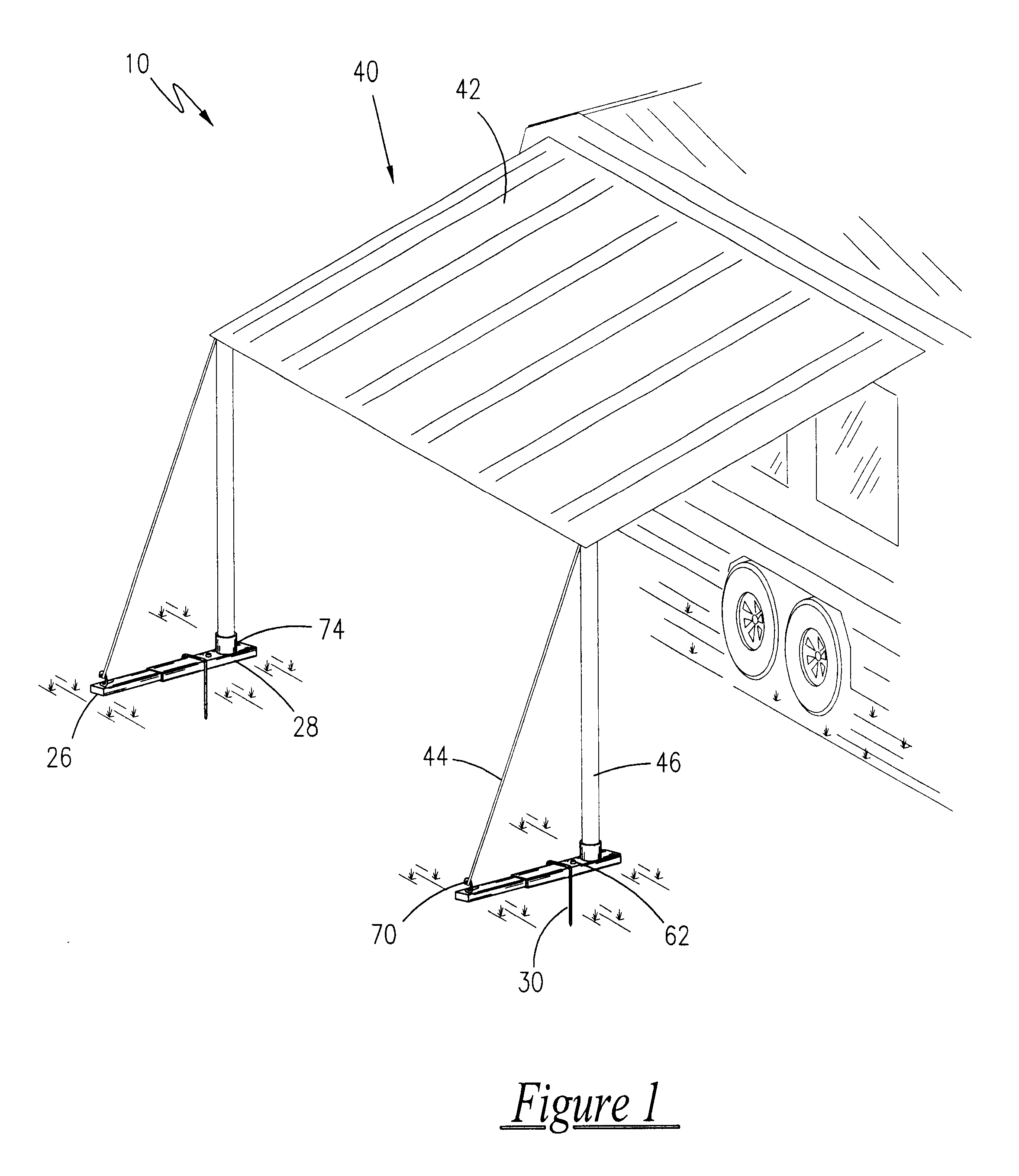 Support apparatus for rollout awnings