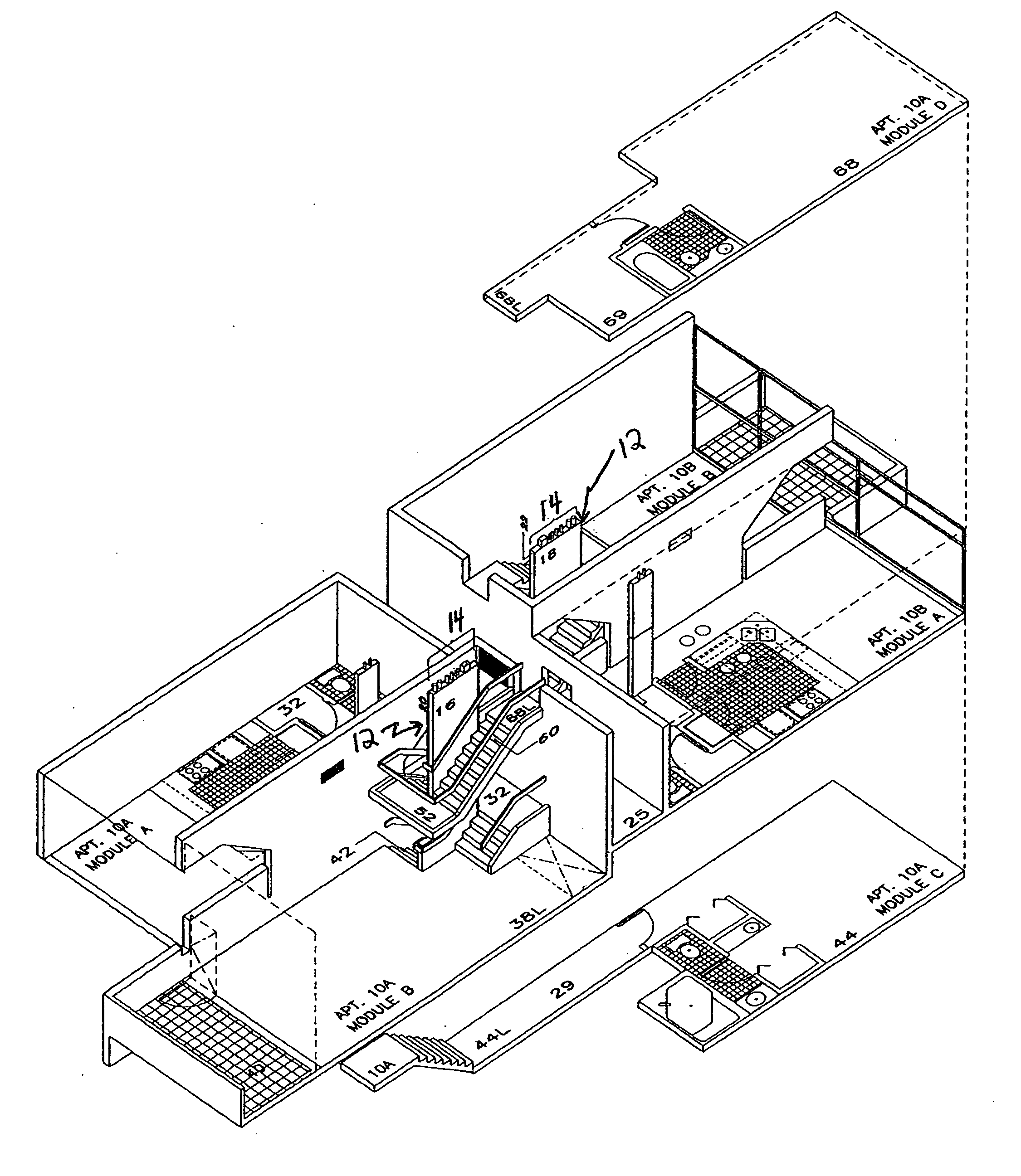 Multi-level apartment building