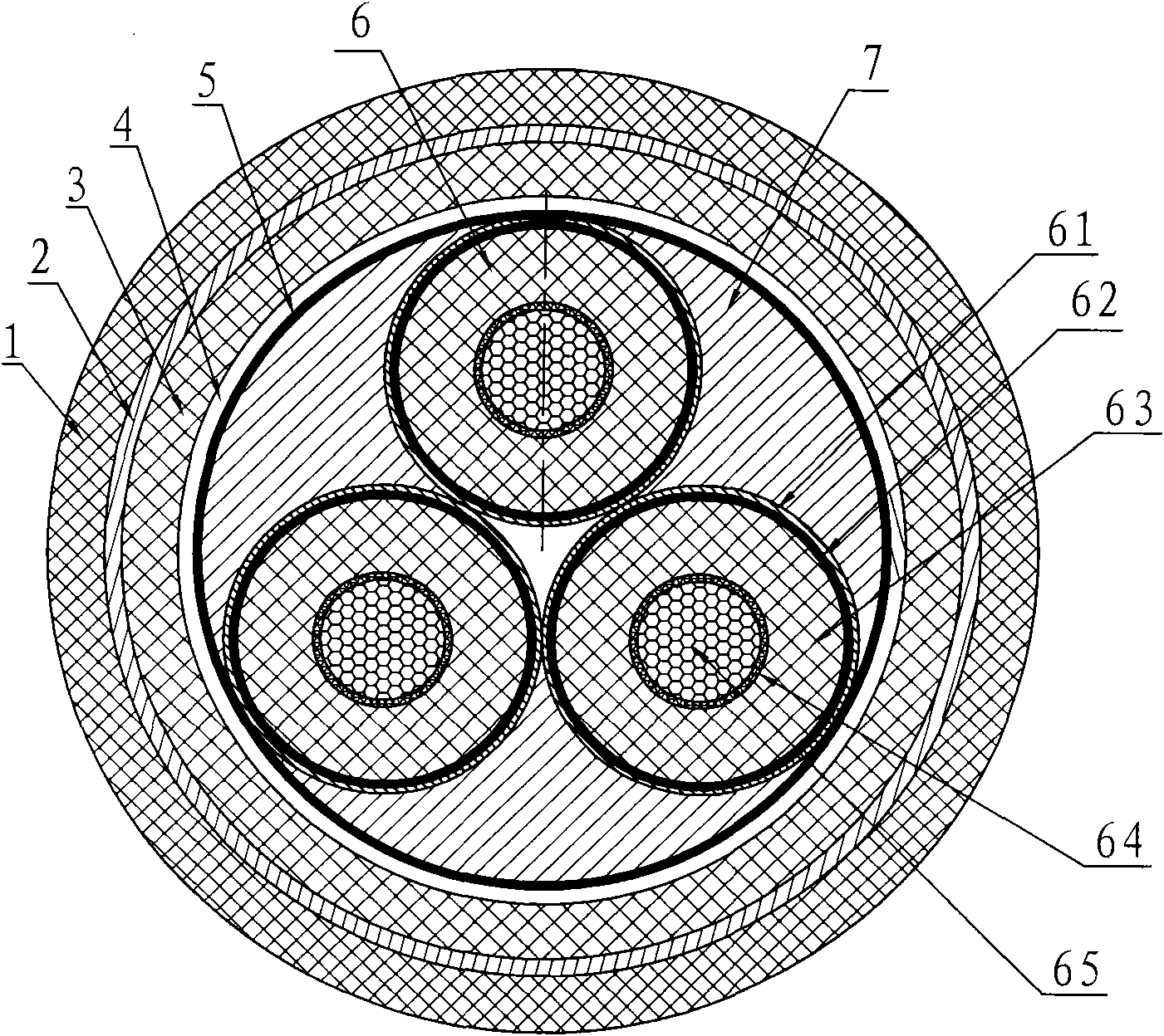 Triple shielding flame-retardant type power cable special for nuclear power