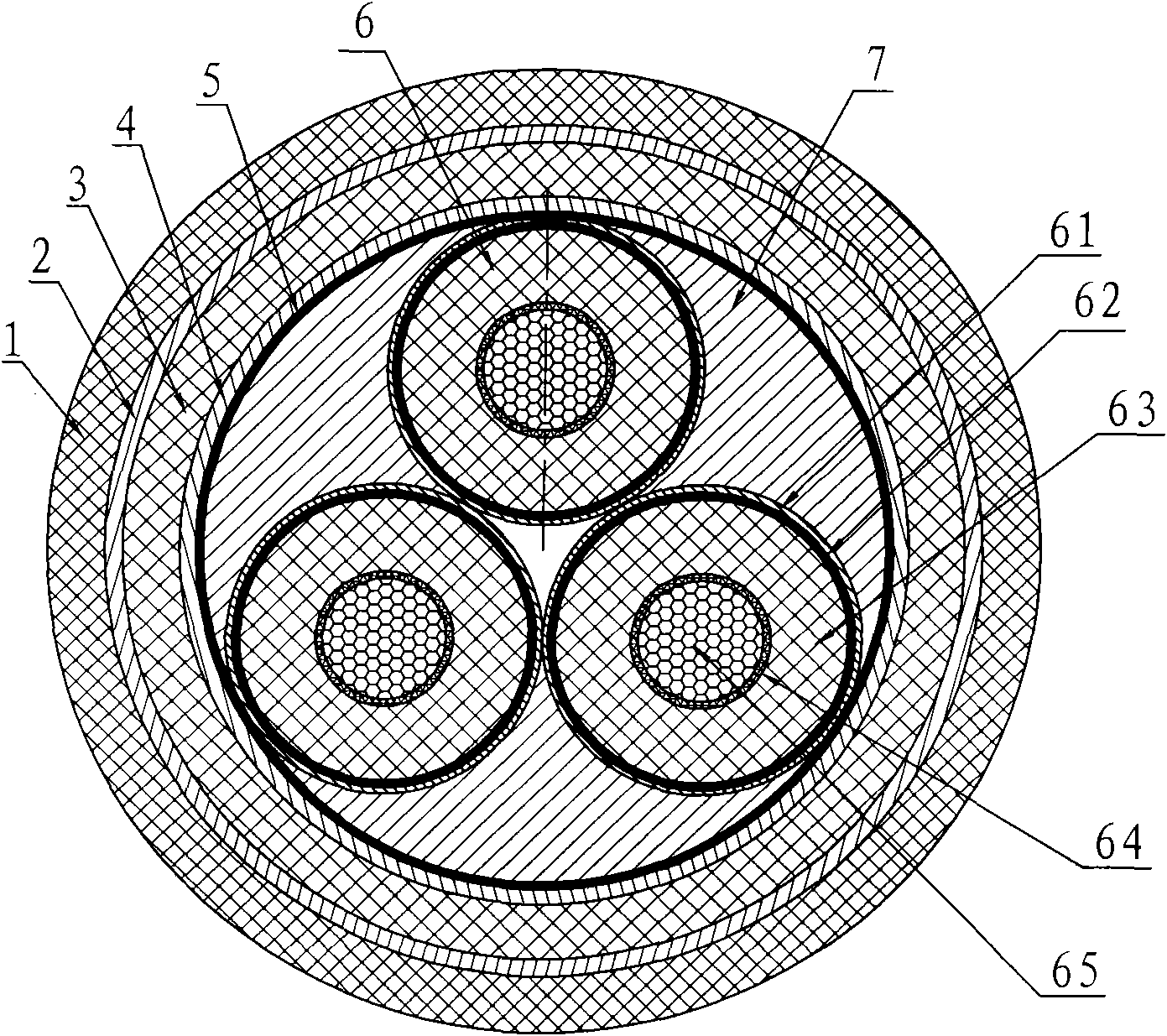 Triple shielding flame-retardant type power cable special for nuclear power