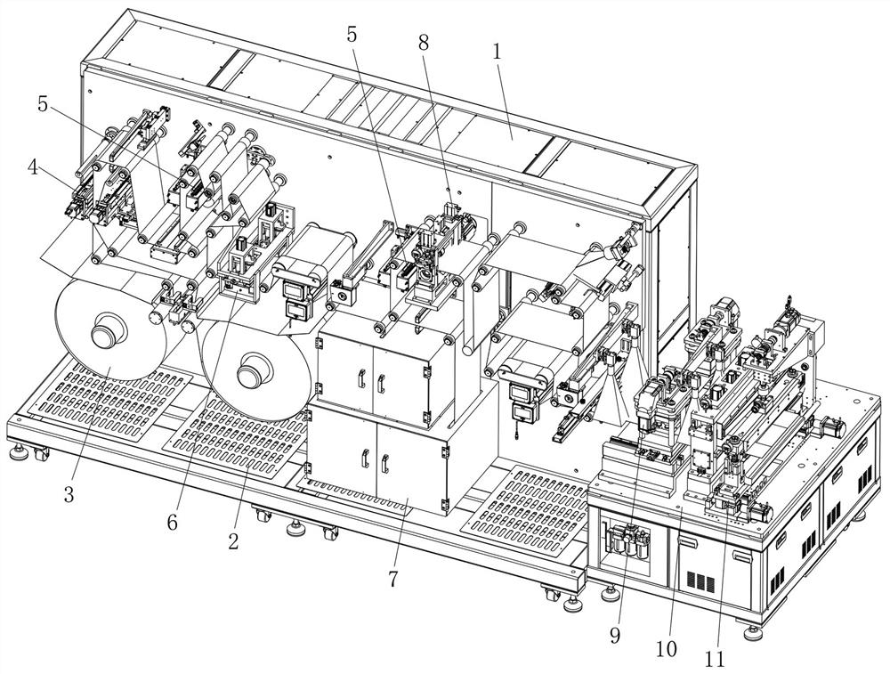 Battery pole piece manufacturing production line and pole piece manufacturing process thereof