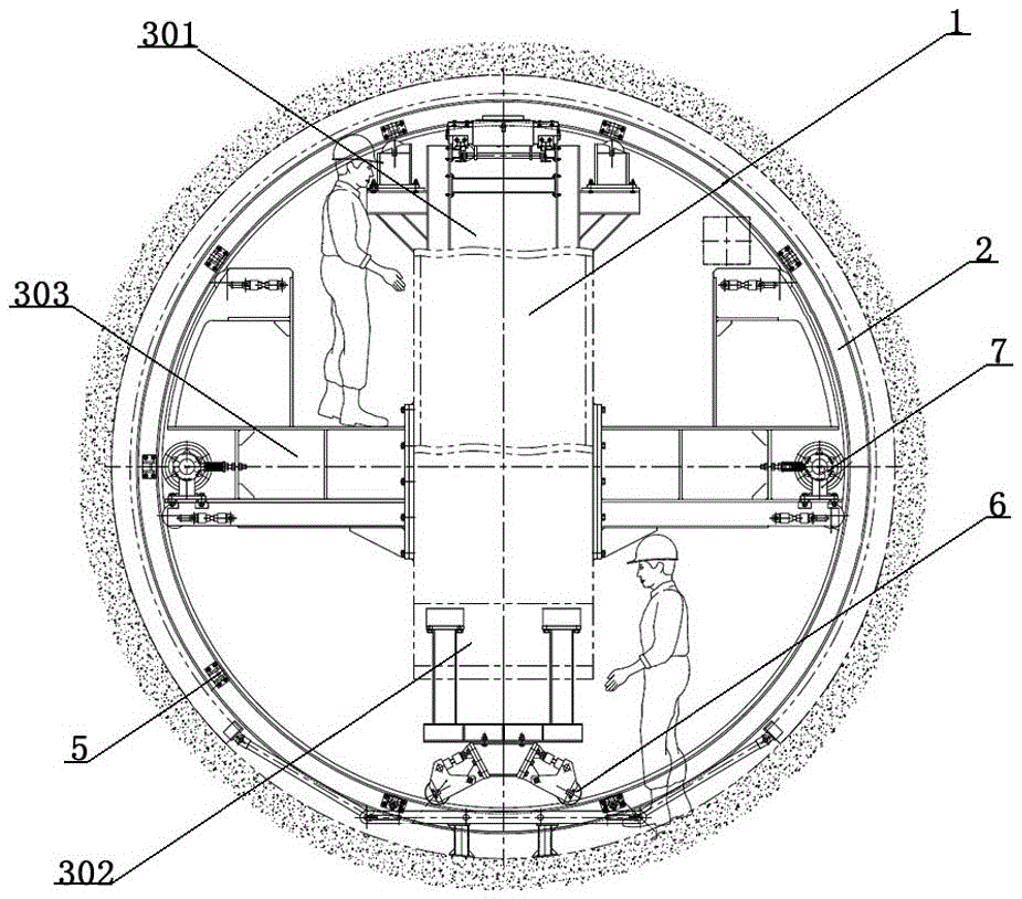 A steel arch beam assembly device for hard rock boring machine