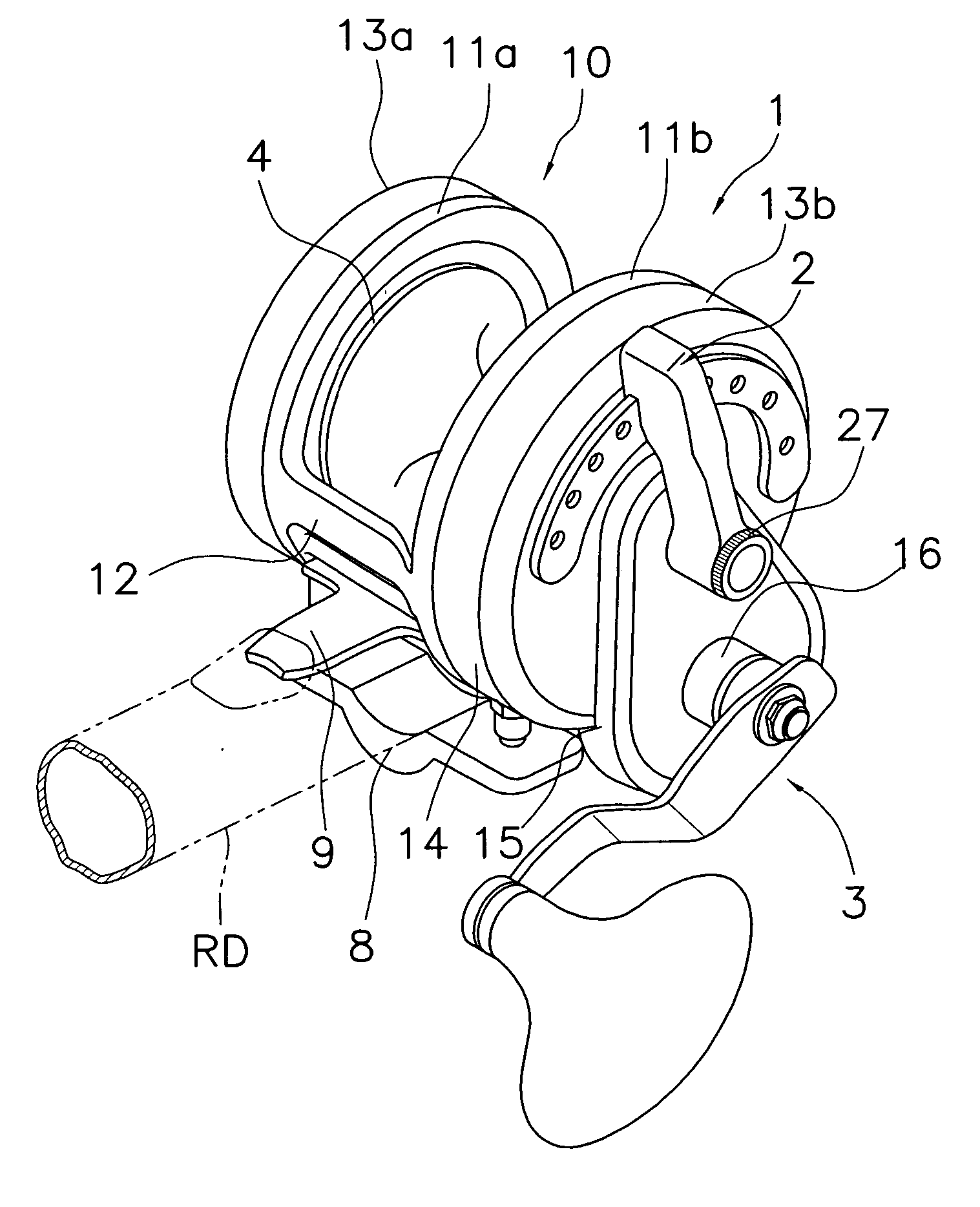 Drag control member attachment structure