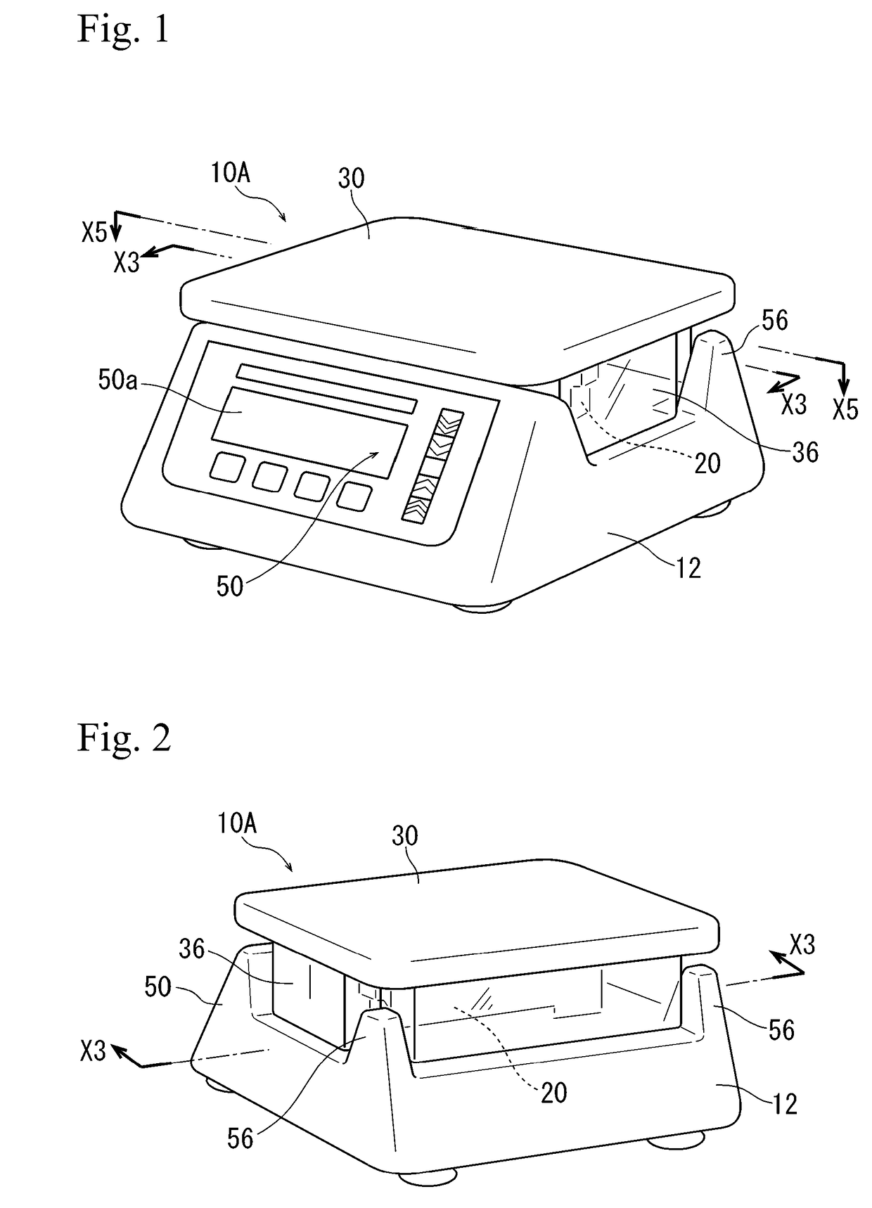 Weighing device having covered weighing pan