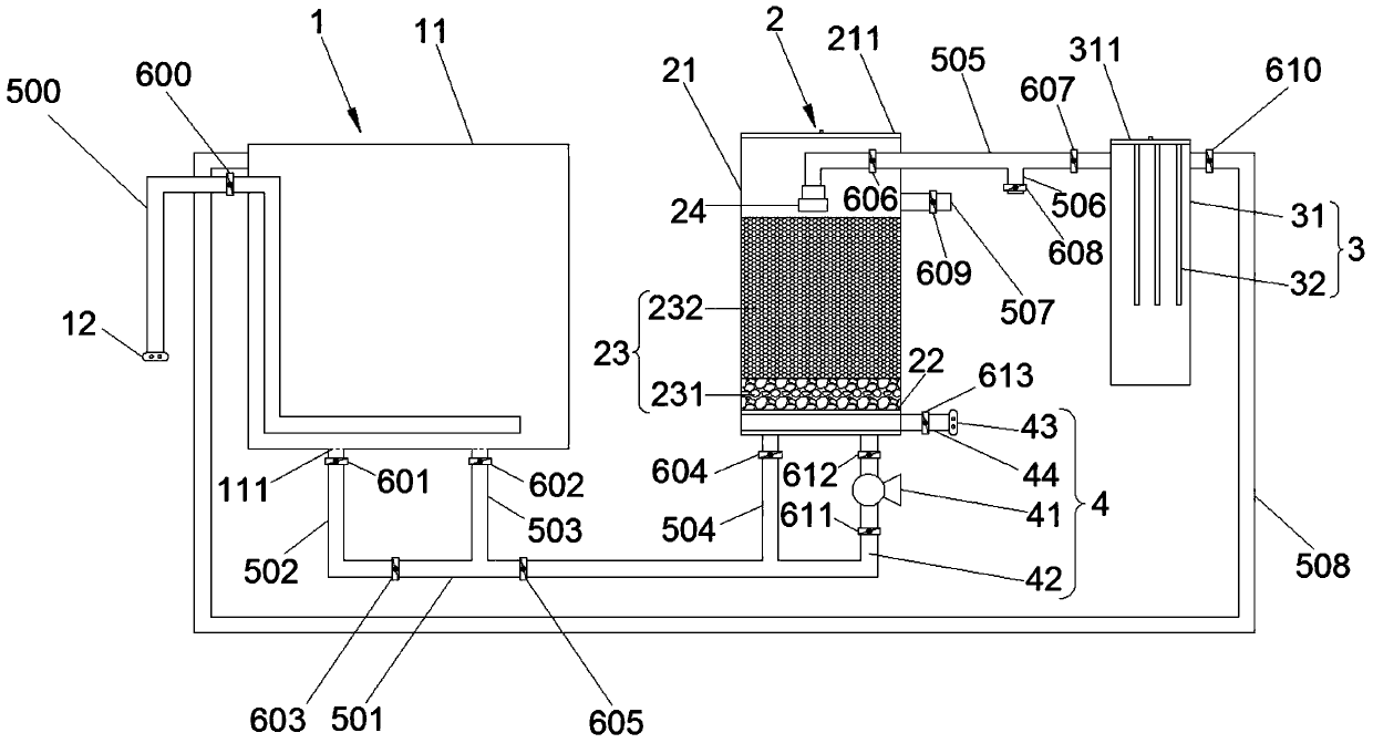 Biological filter-based device and method for water treatment of landscape fish pond