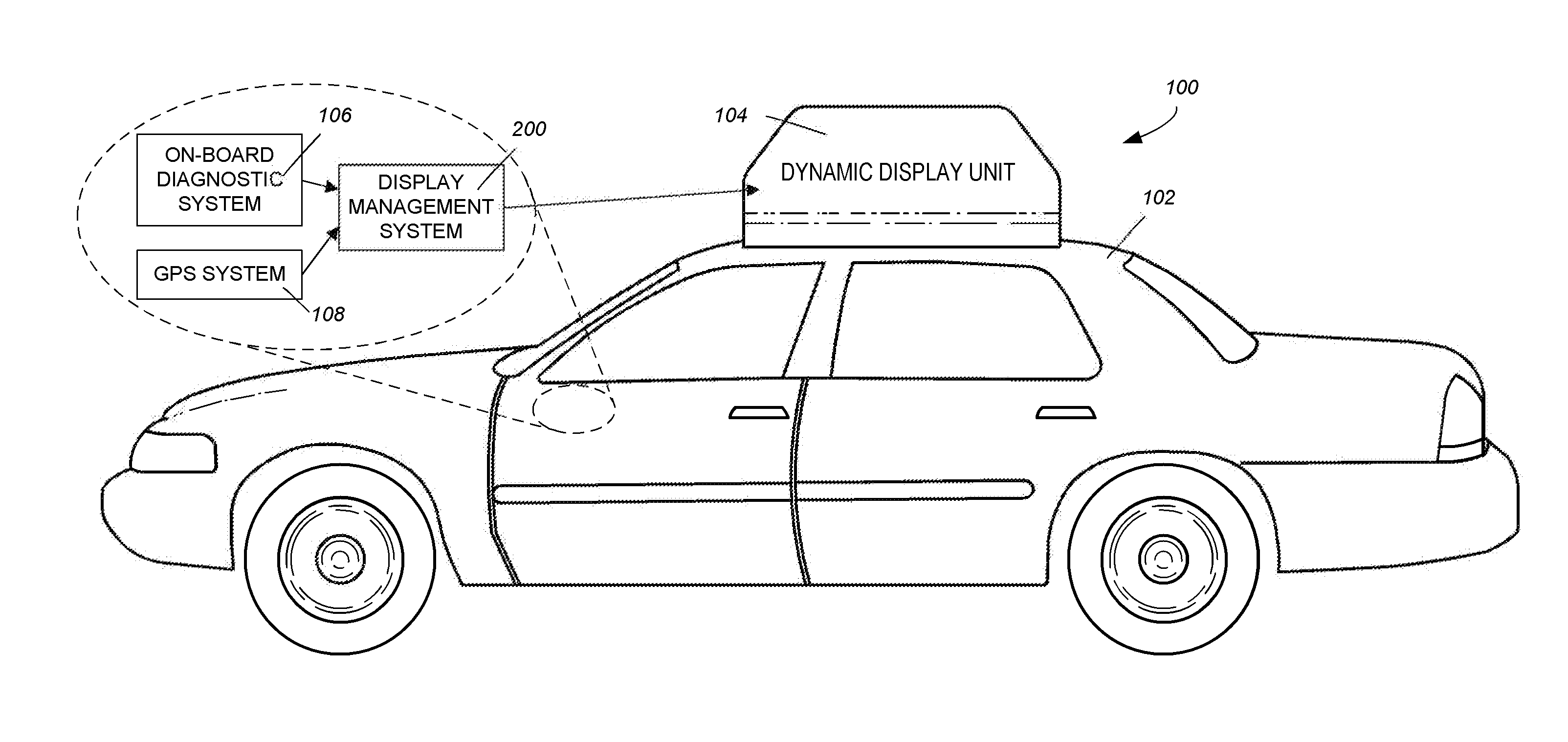 Dynamically changing display on for-hire vehicles