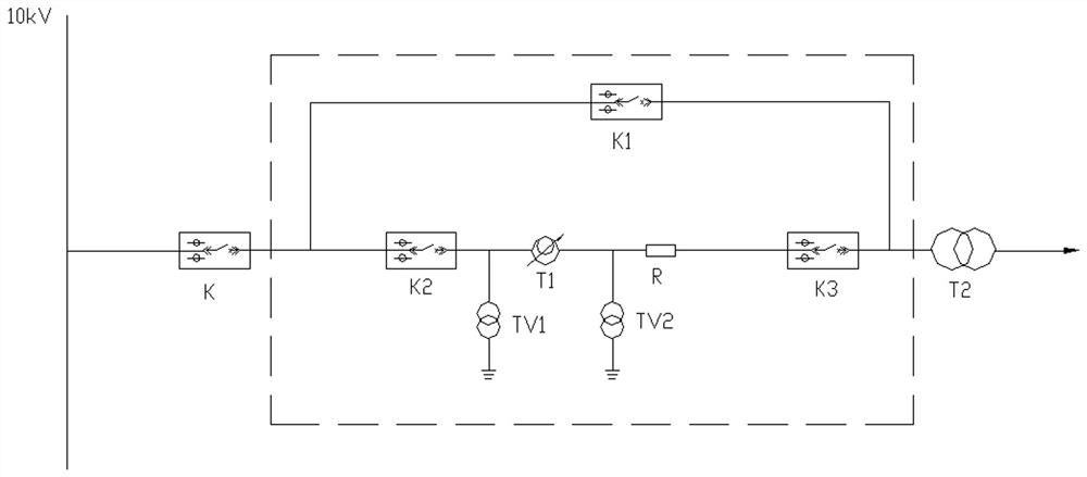 Transformer switching-on impulse current suppression device and method