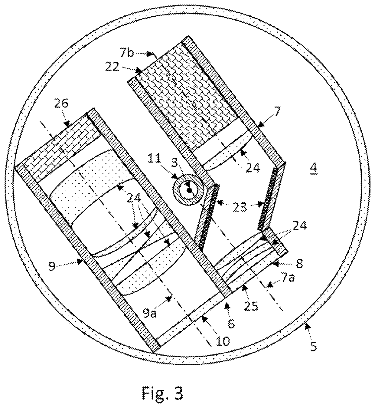 Multi-beam measuring device with high directional stability for 3D scanning of an environment