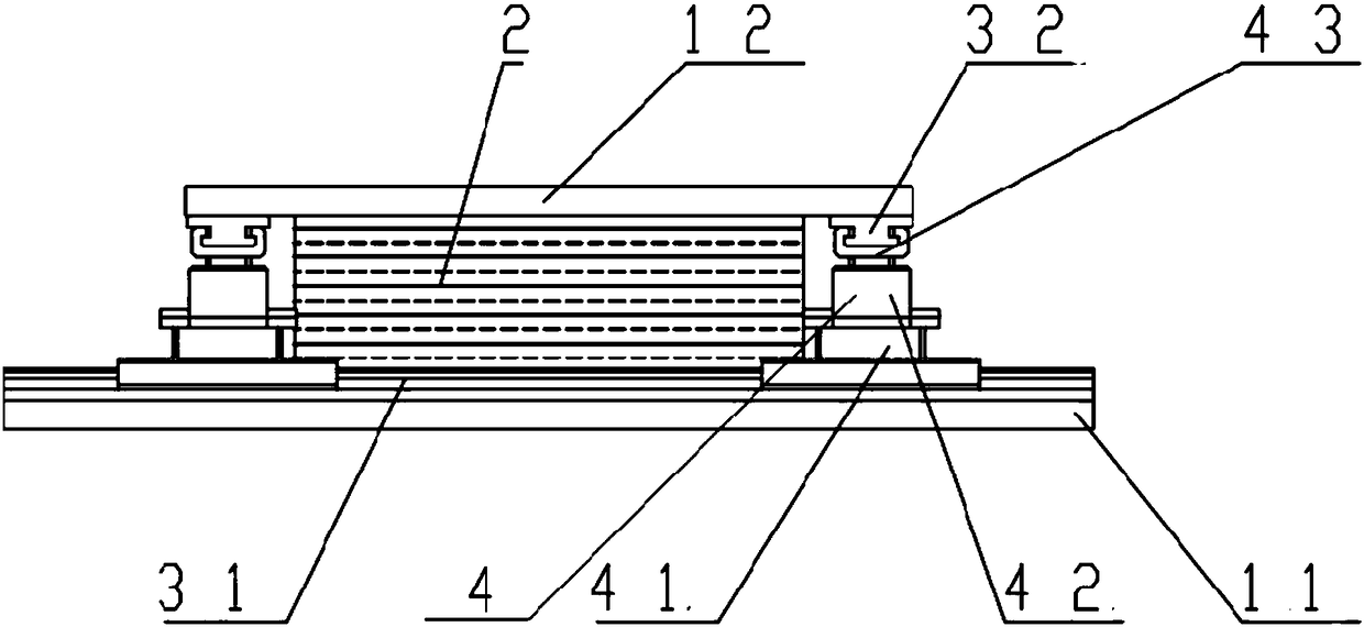 A composite guide rail type tensile and vibration isolation rubber bearing