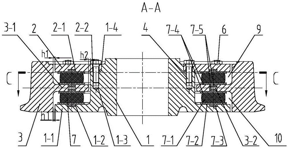 Segmented shear type elastic wheel for rail transit vehicles