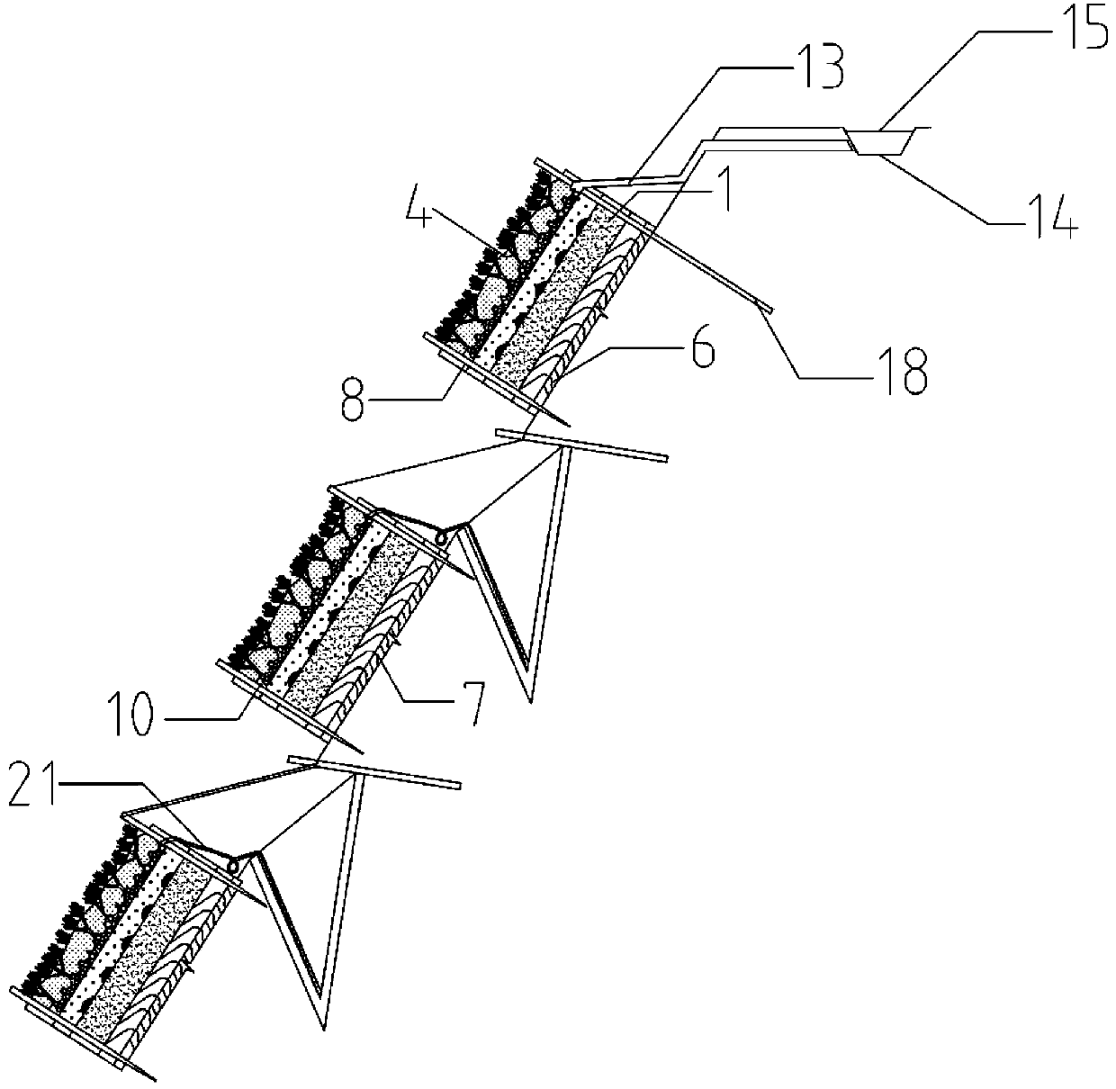 Slope ecological protection blanket structure and construction method