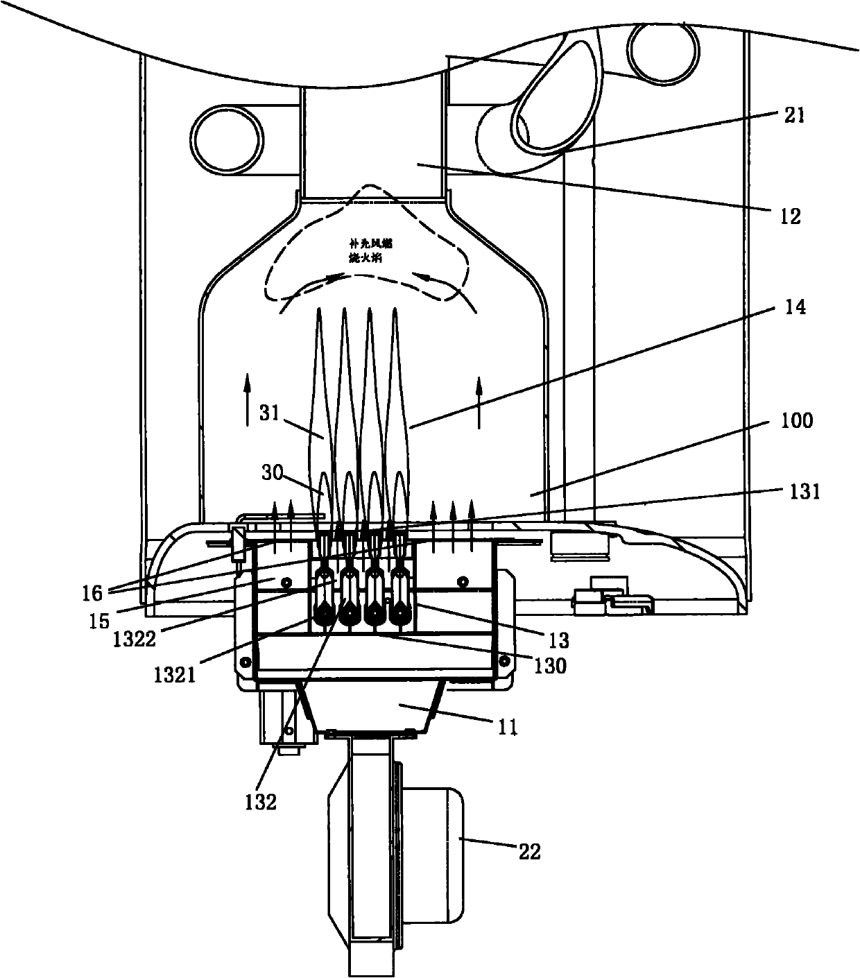 Combustion system of high-power capacity type gas water heater and combustion method thereof