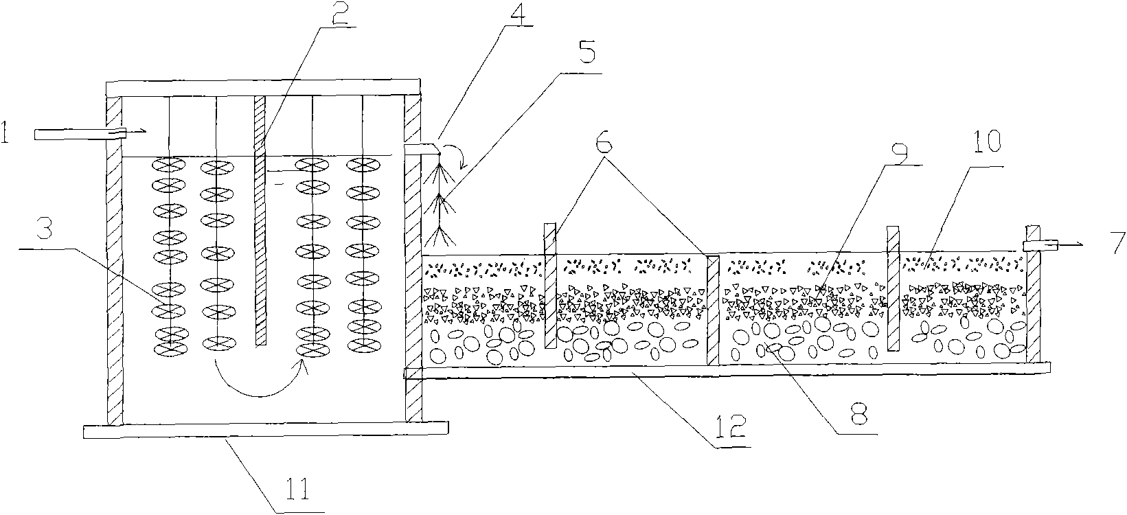 Artificial wetland system with strengthened denitrification and dephosphorization