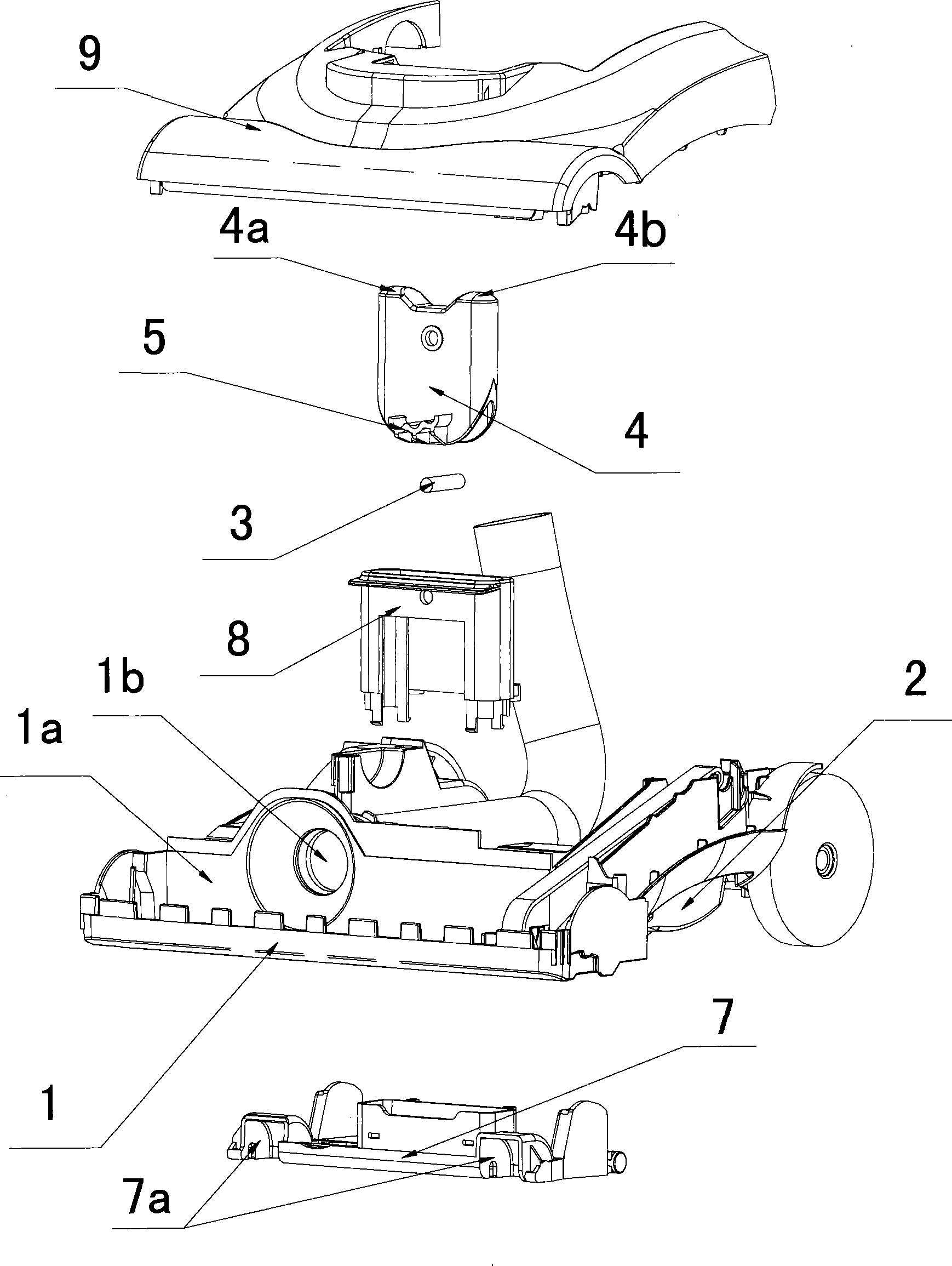 Liftable floor brush of dust aspirator