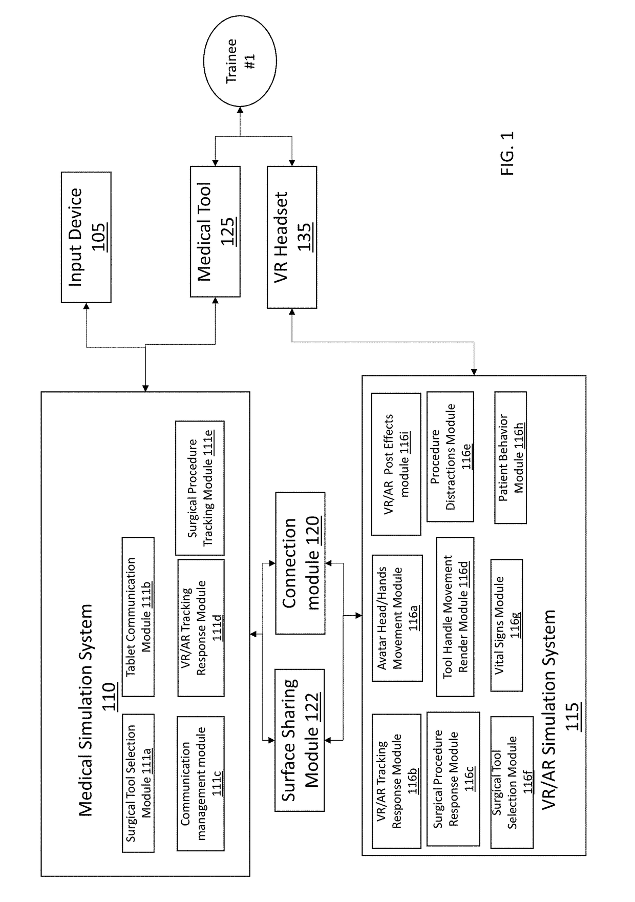 Method and system for rendering a medical simulation in an operating room in virtual reality or augmented reality environment