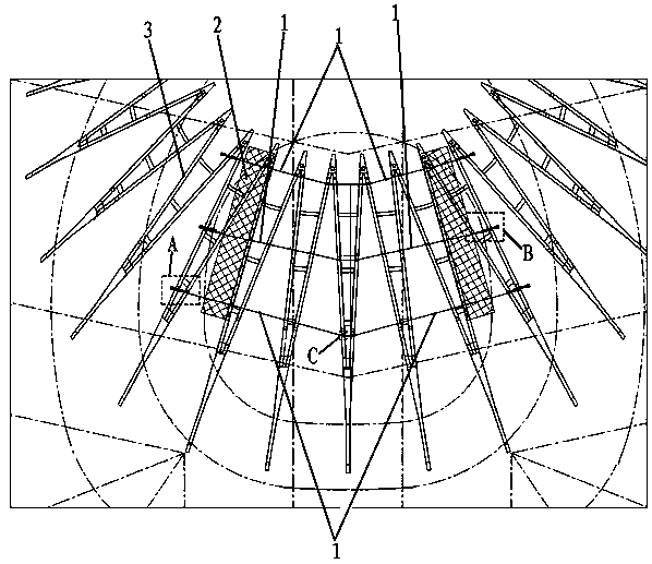 Operation platform applied to hyperbolic space structure and construction method