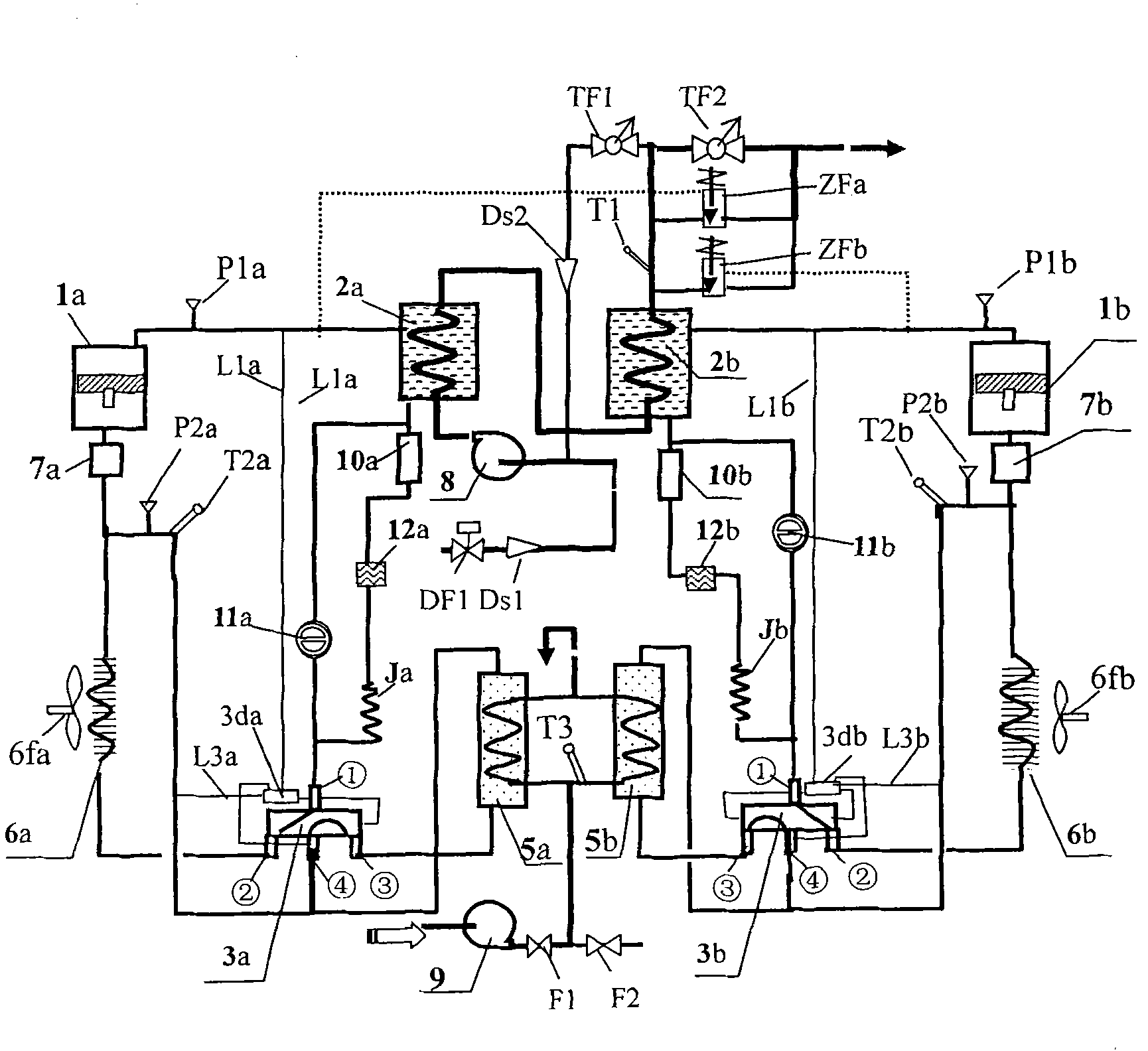 Mutual defrosting method for air source heat pump water heater and five-cycle double-heat-source heat pump water heater