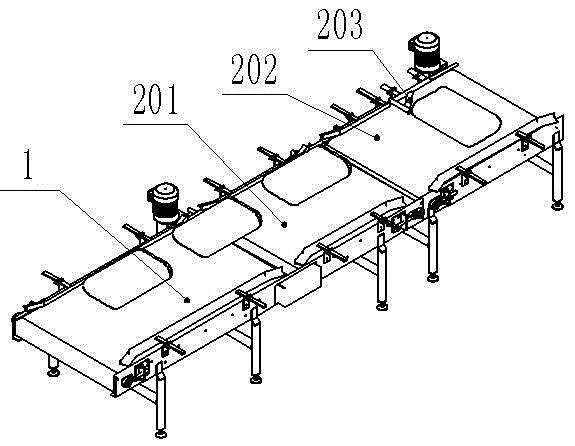 Automatic production line for goods stacking and packaging