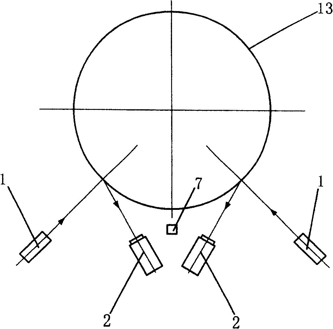 On-line dynamic detecting device of locomotive wheel lset exterior size