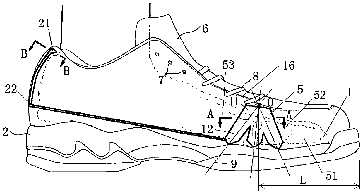 Self-adaptive vamp for fitting foot