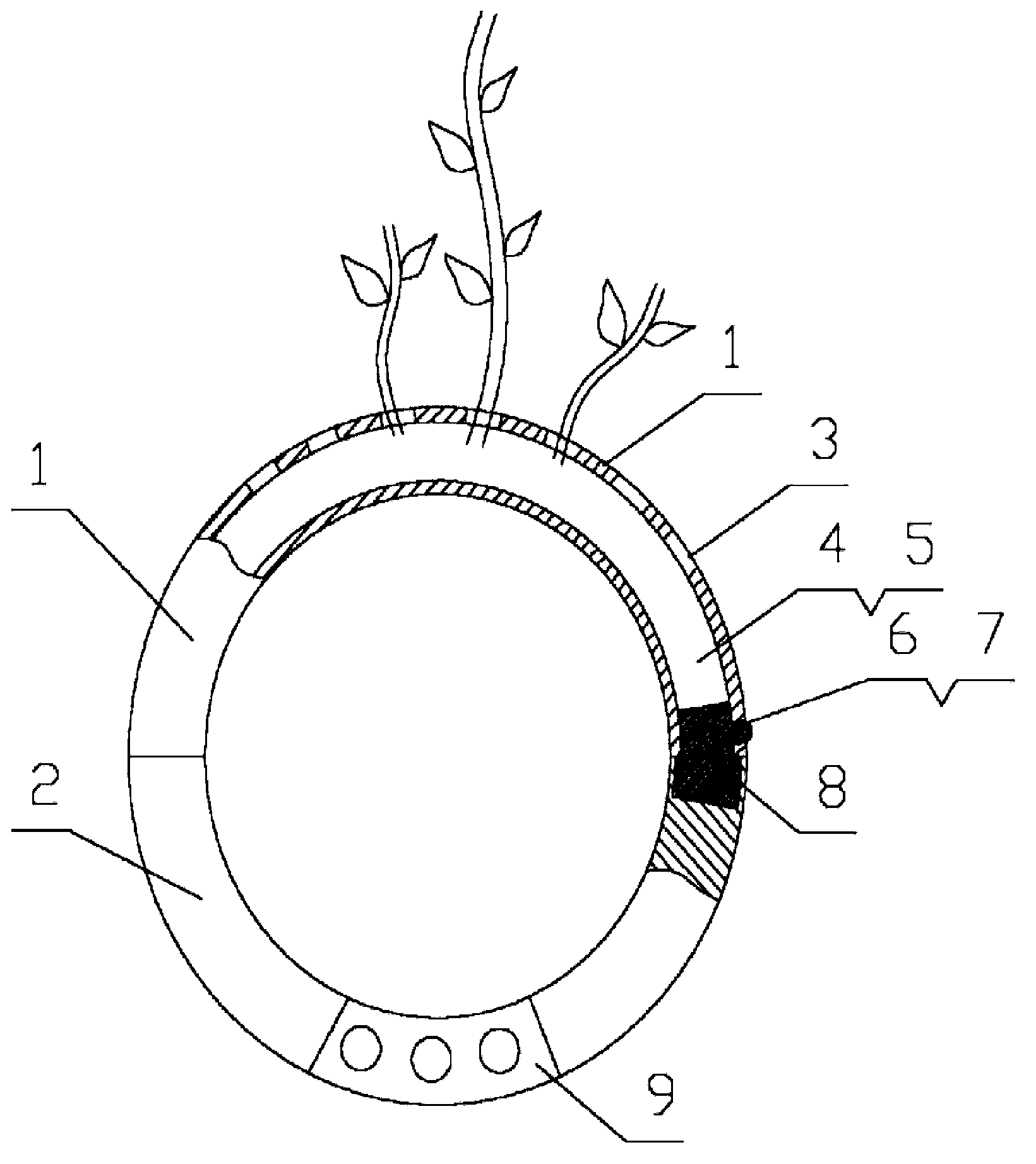 Plant growth ring for preventing loose nutrition medium particles from falling out