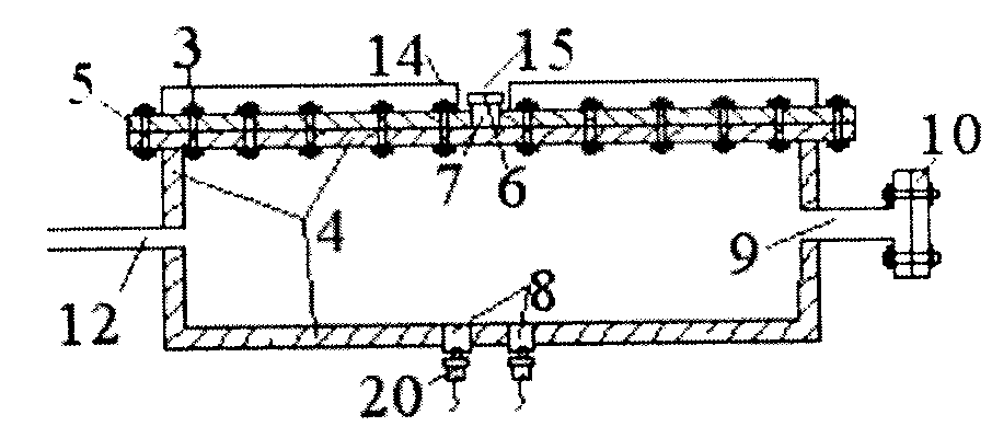 Damage development mdel experimental device for process of embankment project piping-typed soils