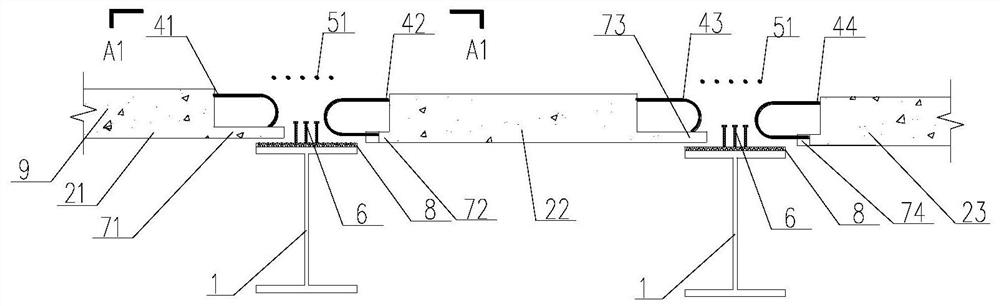 Manufacturing process of a steel-concrete composite beam bridge joint structure