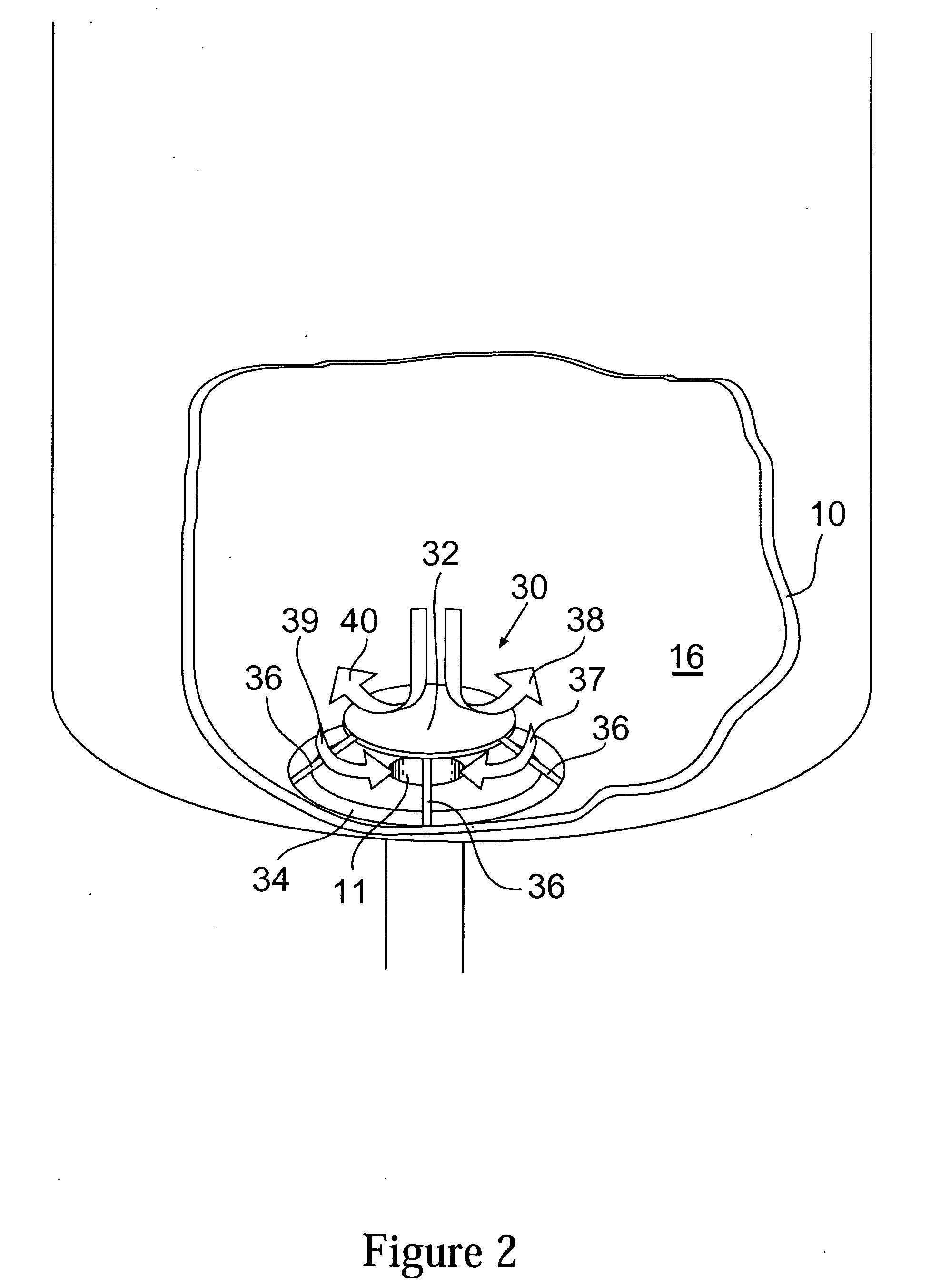 Container having vortex breaker and system