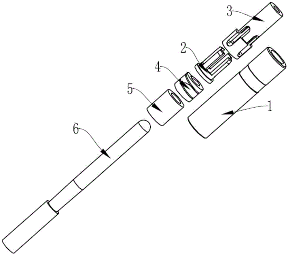 Mandrel assembly of handpiece core of high-speed dental handpiece provided with clamping head in reverse direction