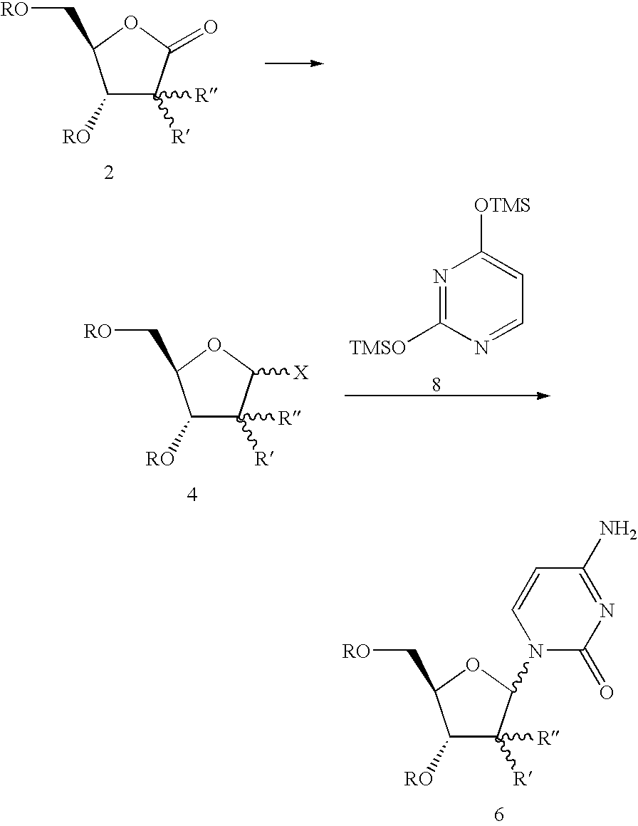 Preparation of nucleosides ribofuranosyl pyrimidines