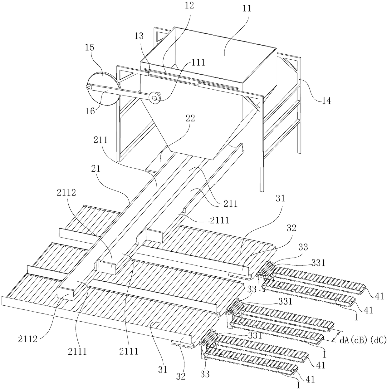 Bamboo shoot tip direction sorting mechanism