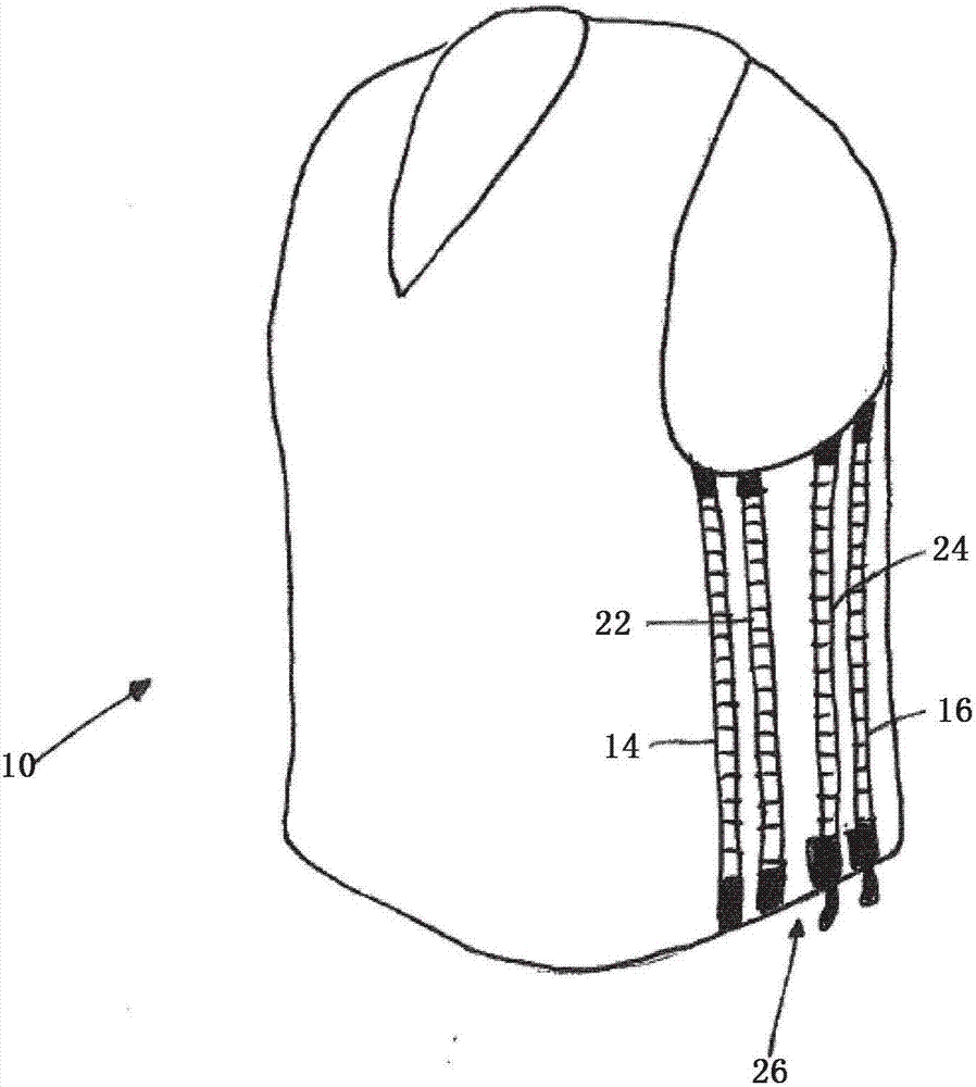 Garment, in particular protective vest, and zipper assembly