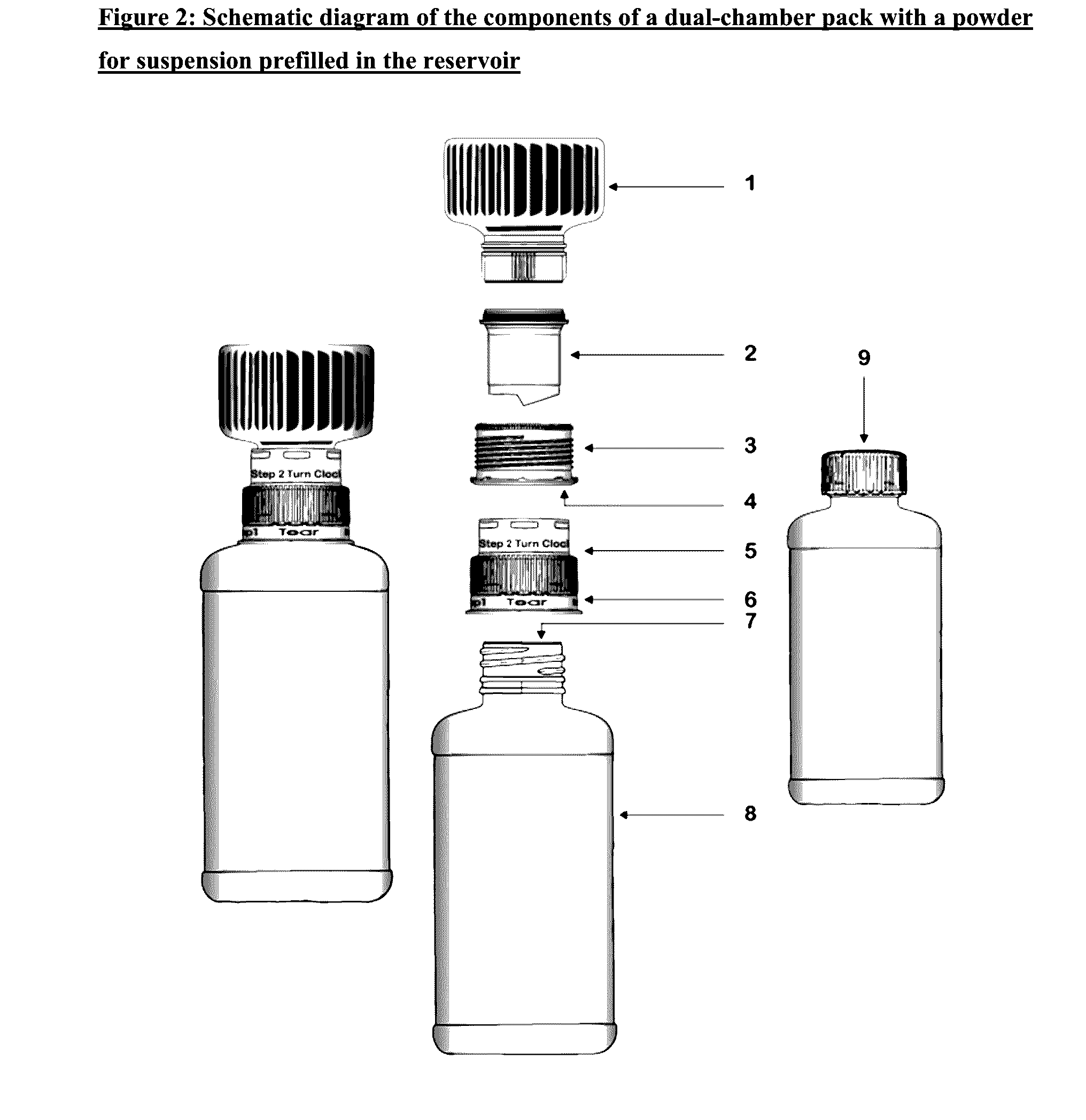 Dual-chamber pack for extended release suspension compositions