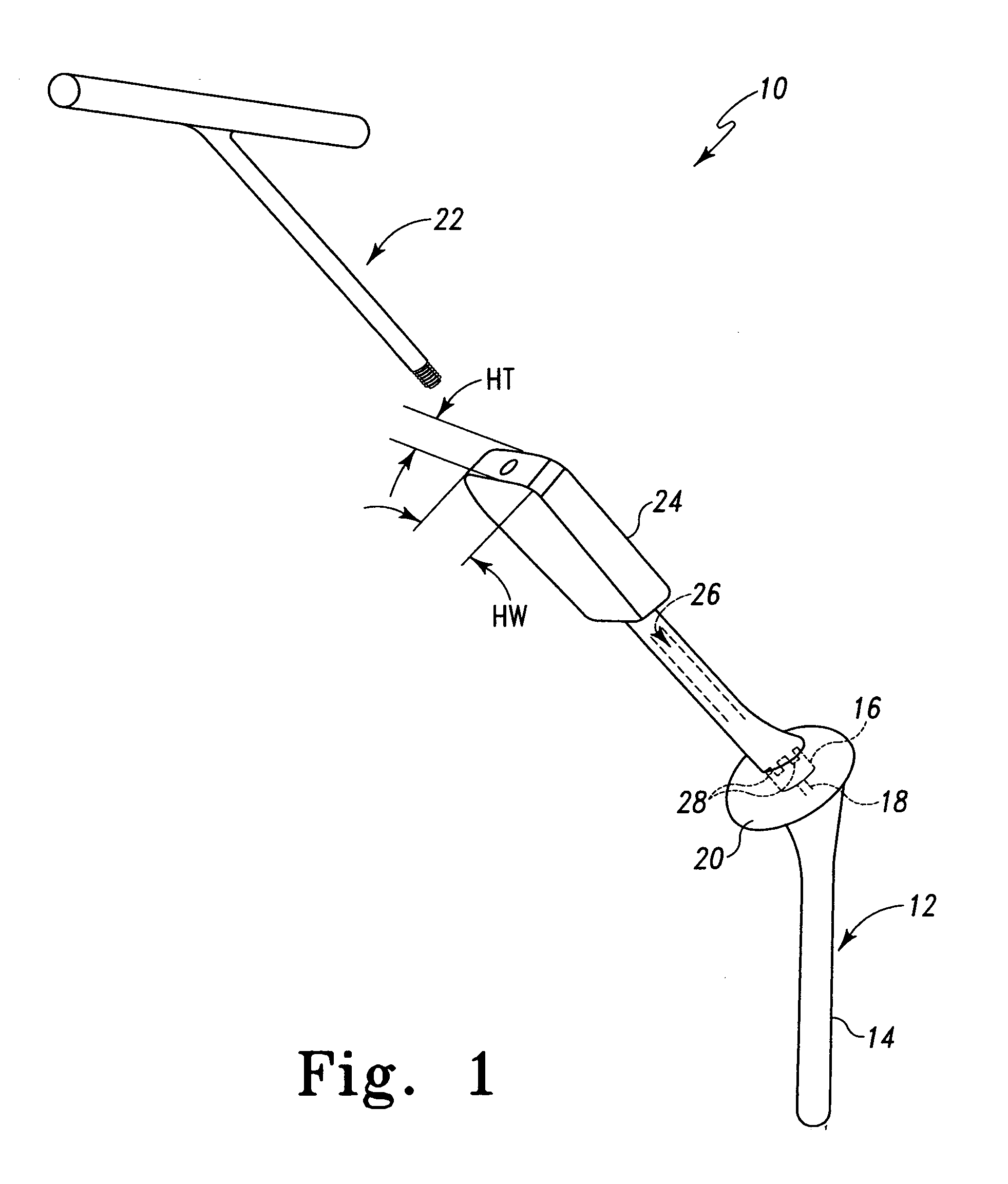 Instrument for modular orthopaedic prosthesis