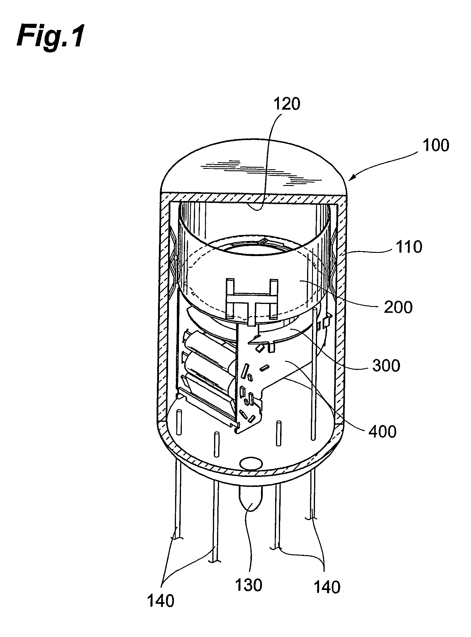 Photomultiplier including a seated container, photocathode, and a dynode unit