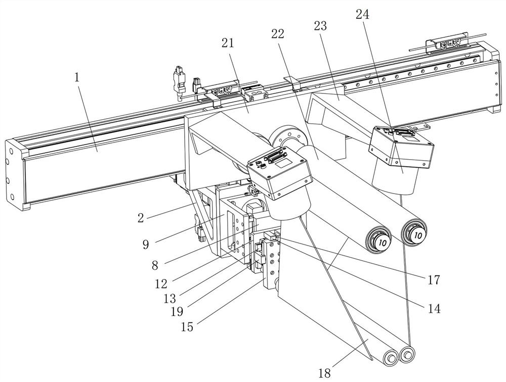 Lamination diaphragm covering device and film covering and tension detecting process thereof