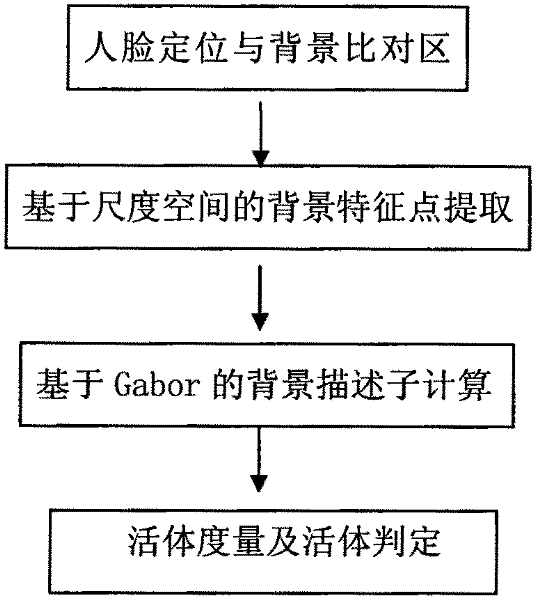 Identification method for video and living body faces based on background comparison