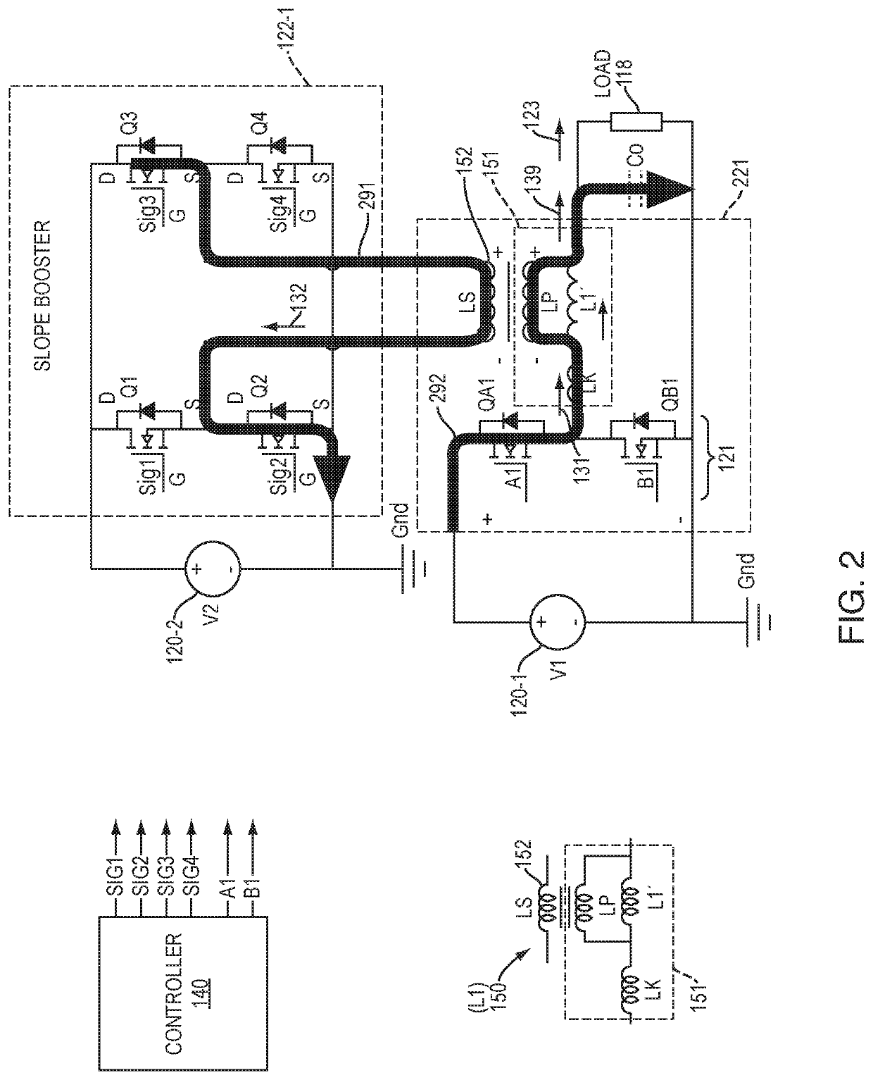 Inductive coupled power supply and slope control