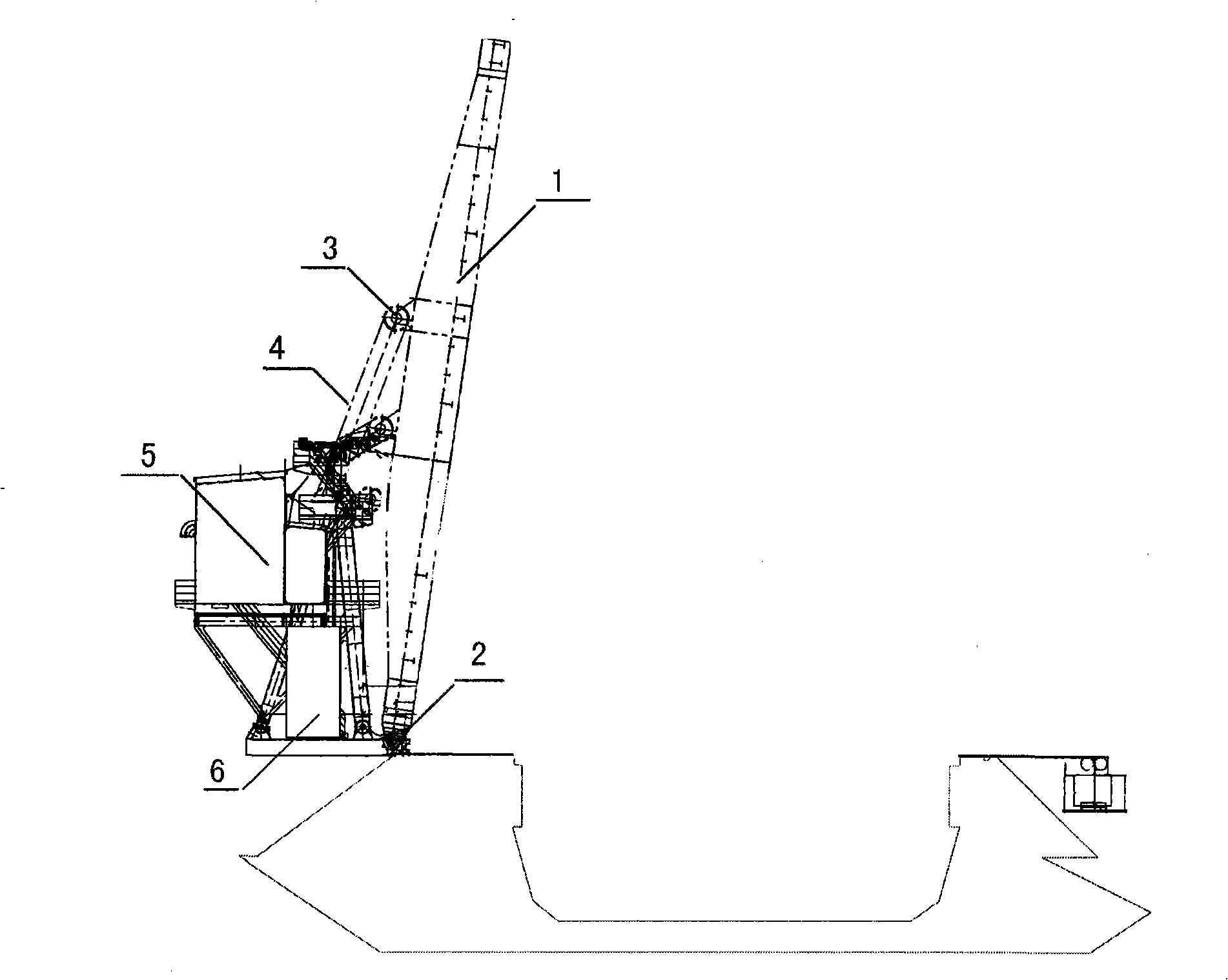 Single-leaf type pitching suspension bridge for ship lock