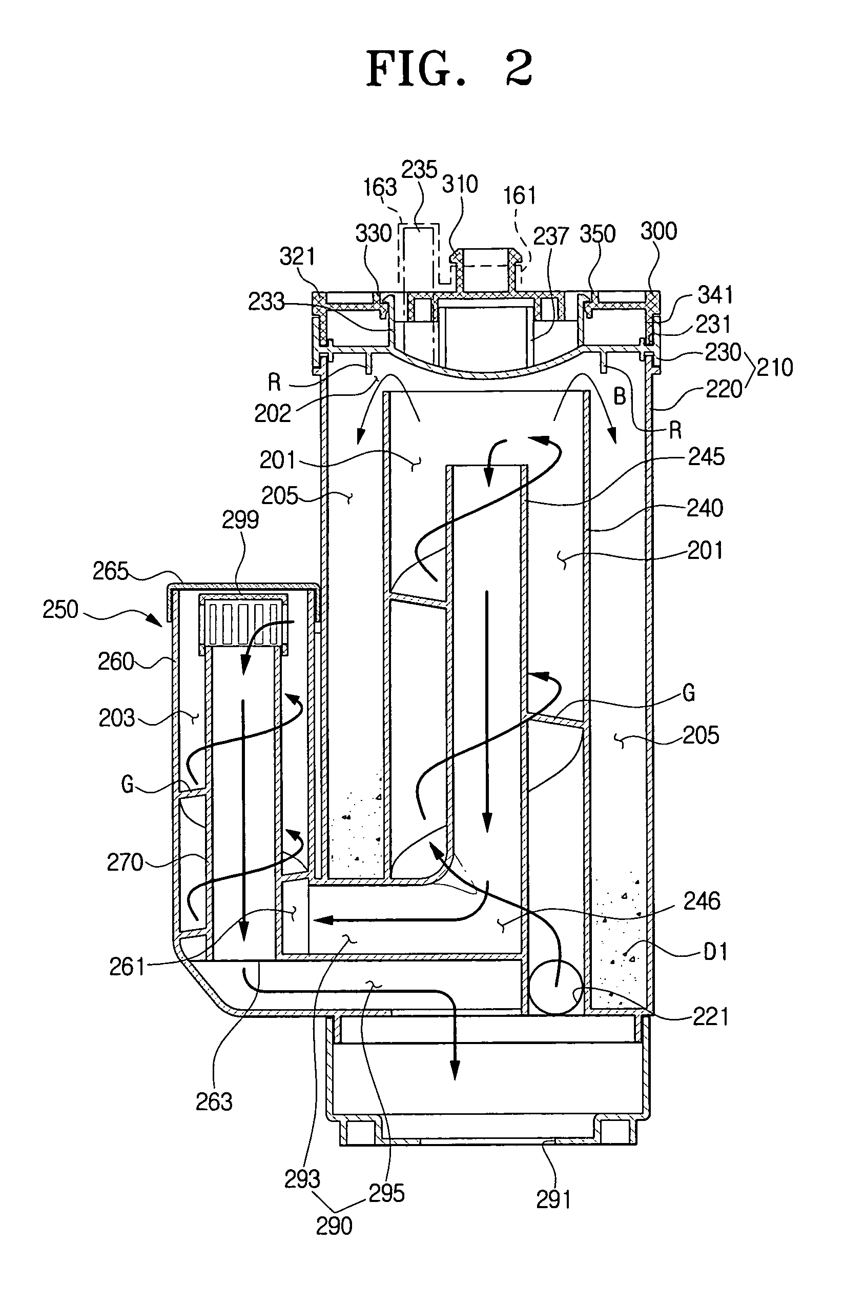 Dust collecting device for vacuum cleaner