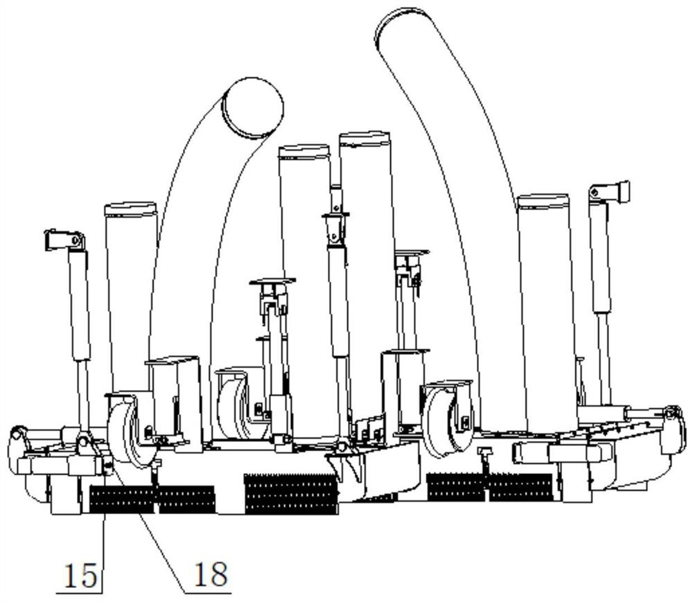 Telescopic railway ballast bed fine material blowing, sucking and collecting device